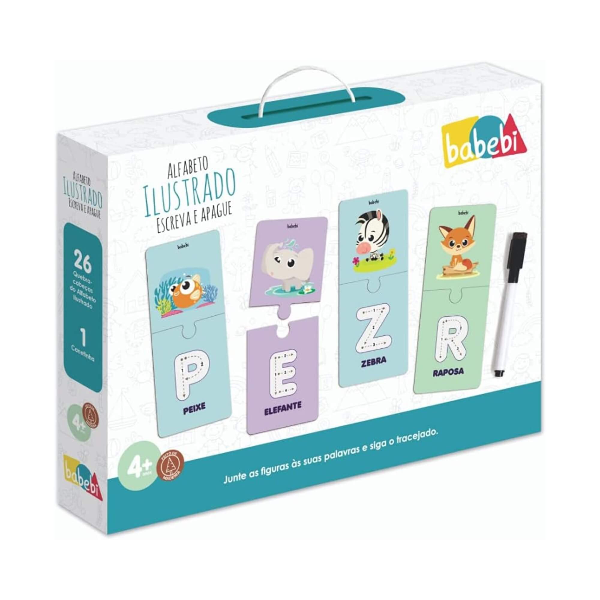 Brinquedo Infantil Alfabeto Ilustrado Escreva e Apague Babebi - 6047