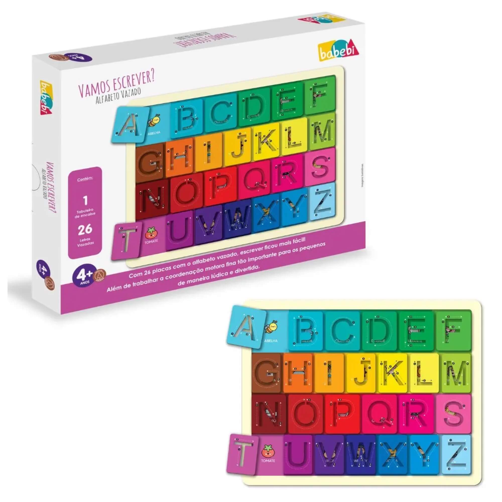 Brinquedo Infantil Vamos Escrever Alfabeto Vazado Babebi - 7021
