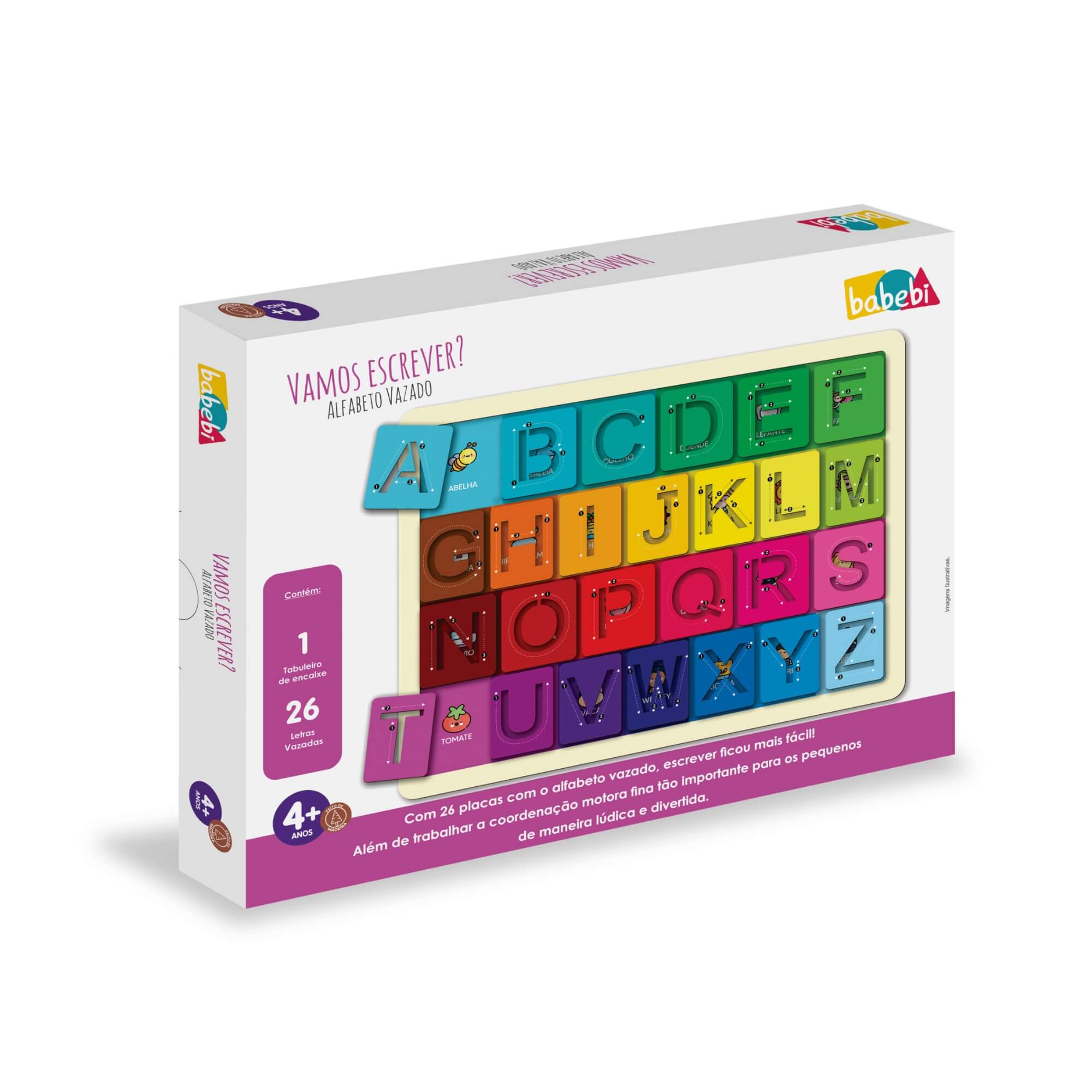 Brinquedo Infantil Vamos Escrever Alfabeto Vazado Babebi - 7021