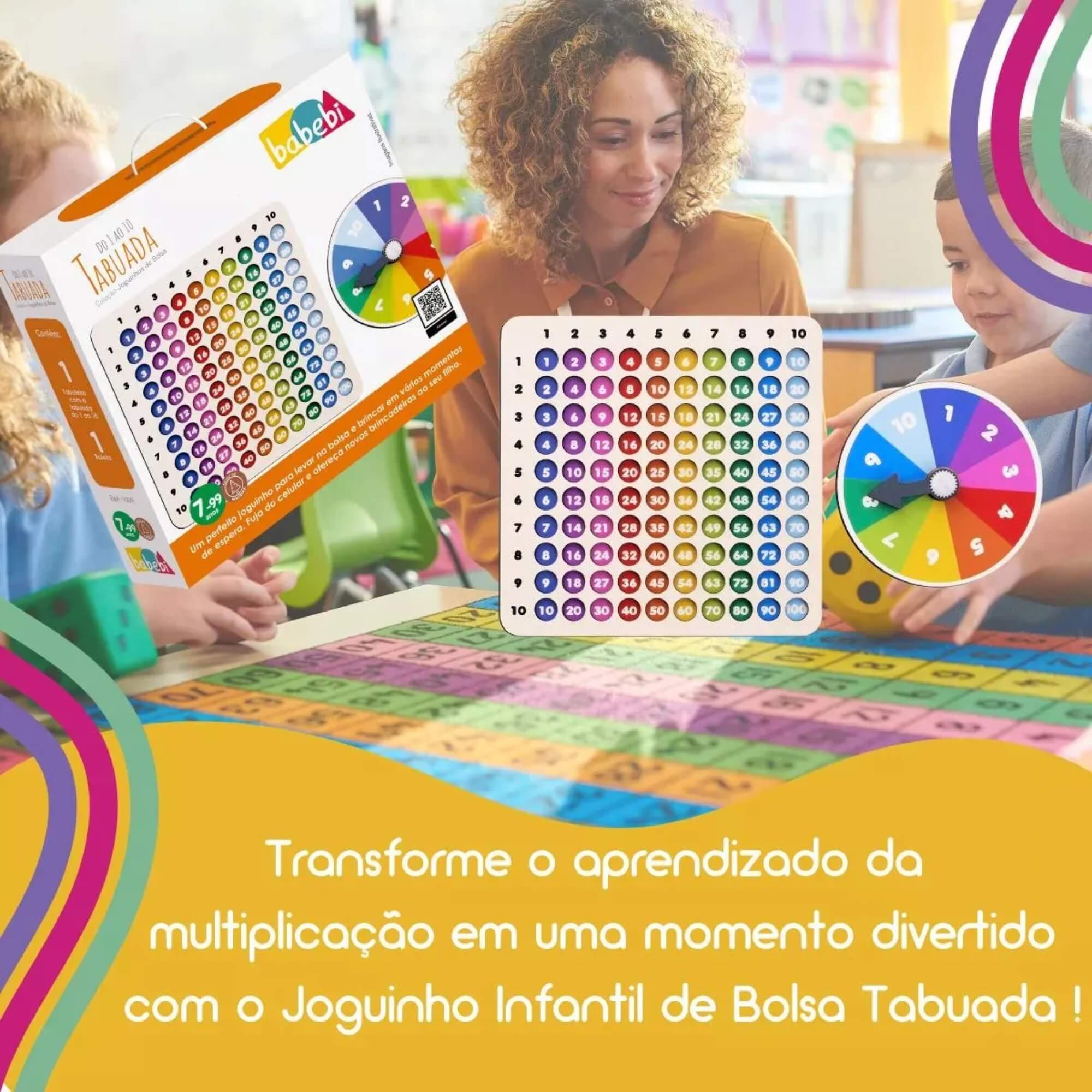 Jogo Educativo Tabuada do 1 a 10 Coleção Joguinhos de Bolsa Babebi - 7059