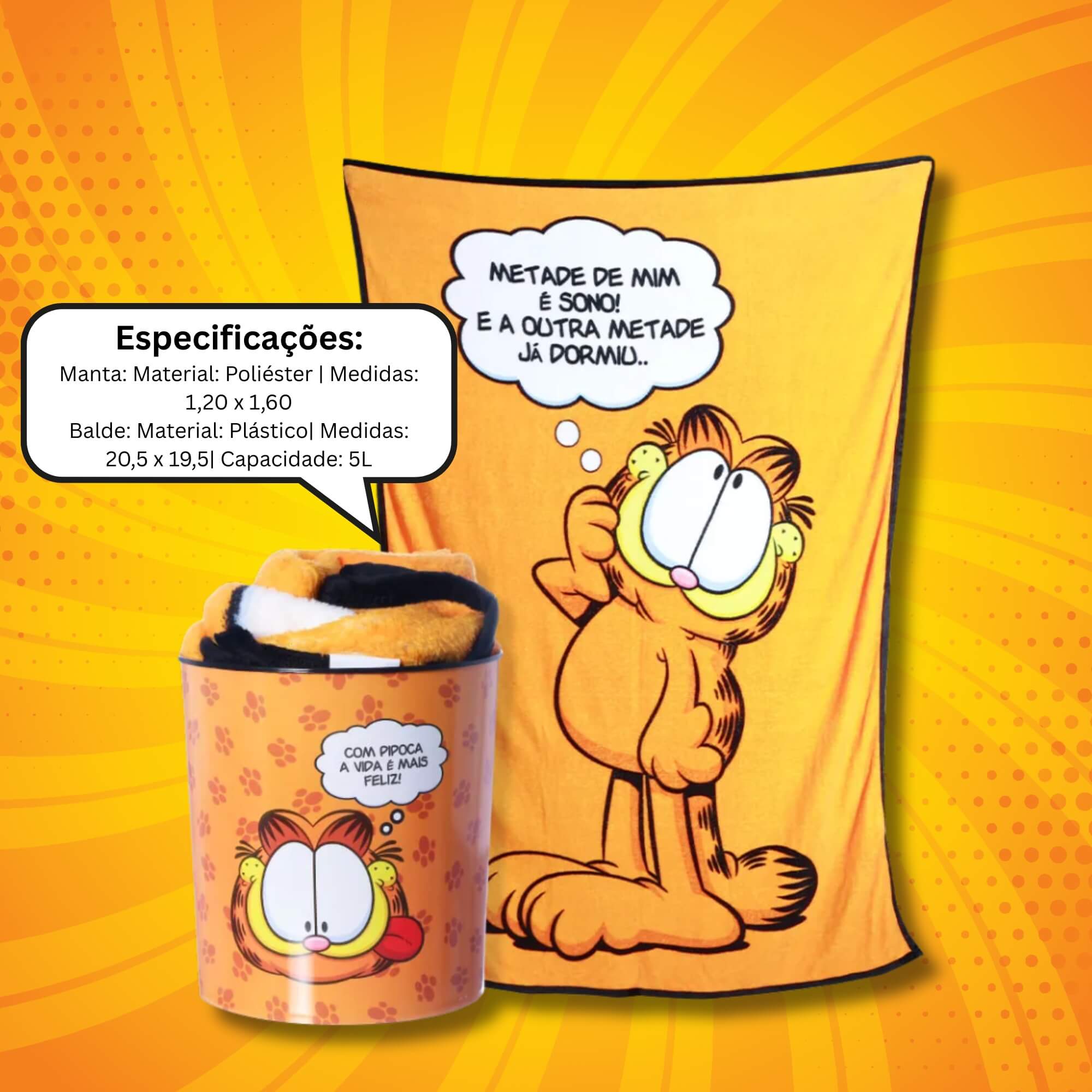 Kit Manta com Balde Garfield Zona Criativa - 10140879