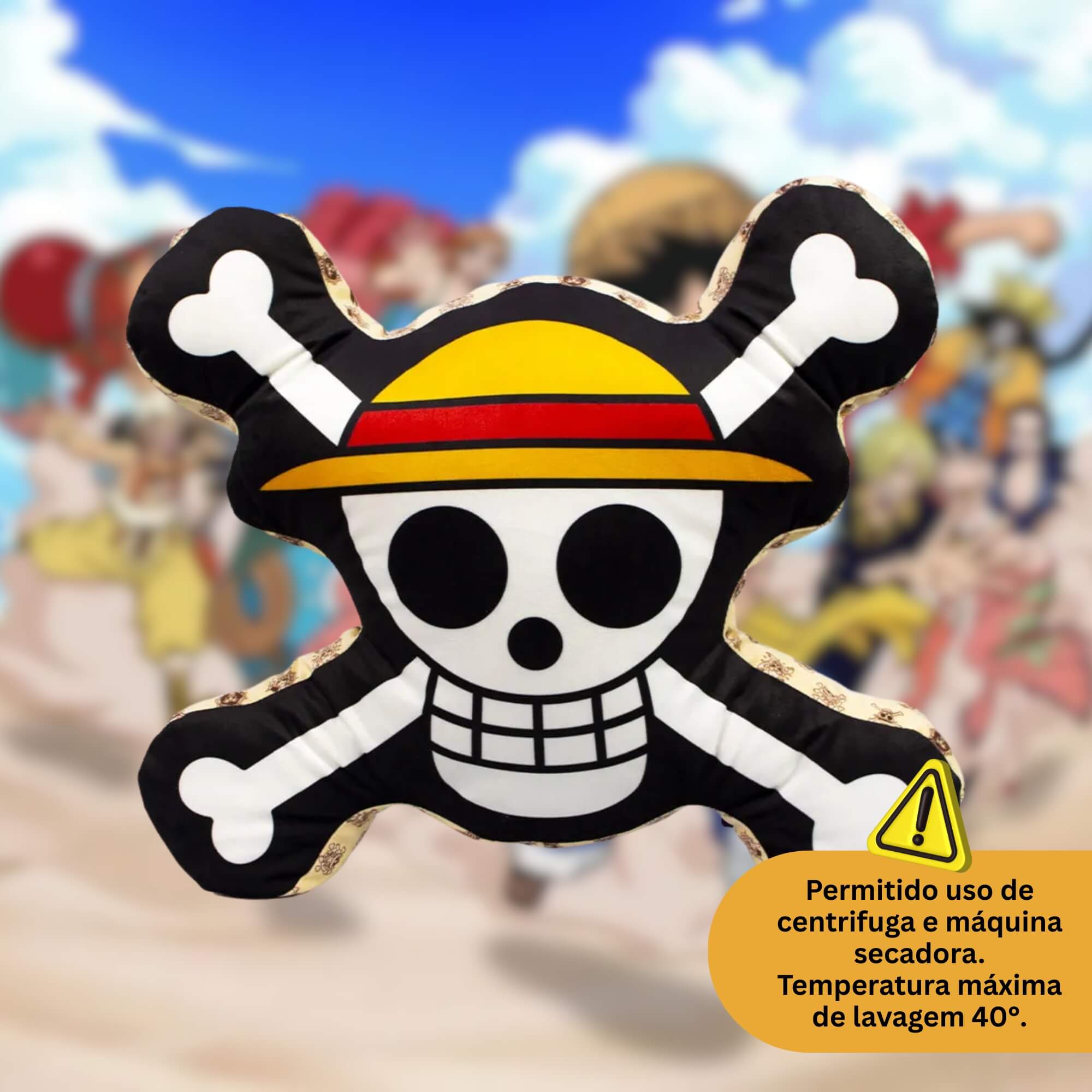 Almofada Formato Luffy Skull - One Piece Zona Criativa - 10065120