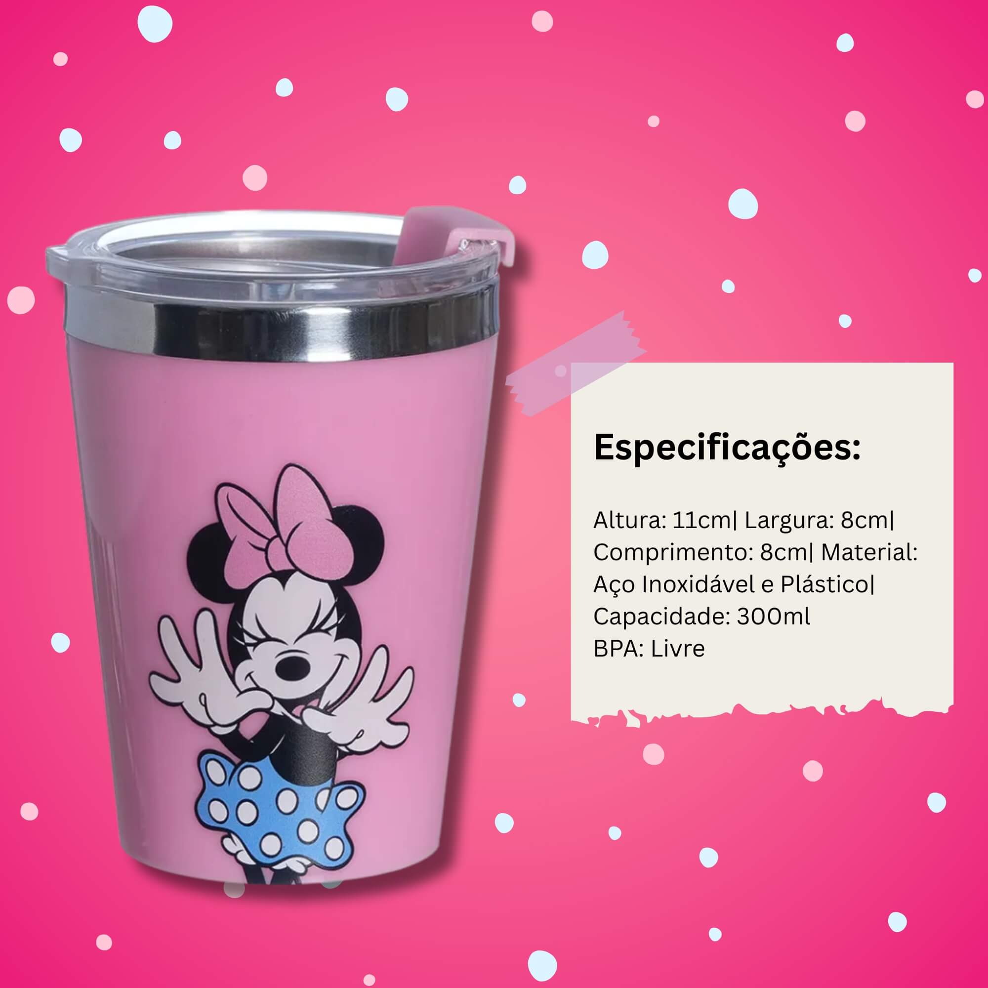 Copo Viagem Snap 300ml Minnie Mouse Disney Zona Criativa - 10026053
