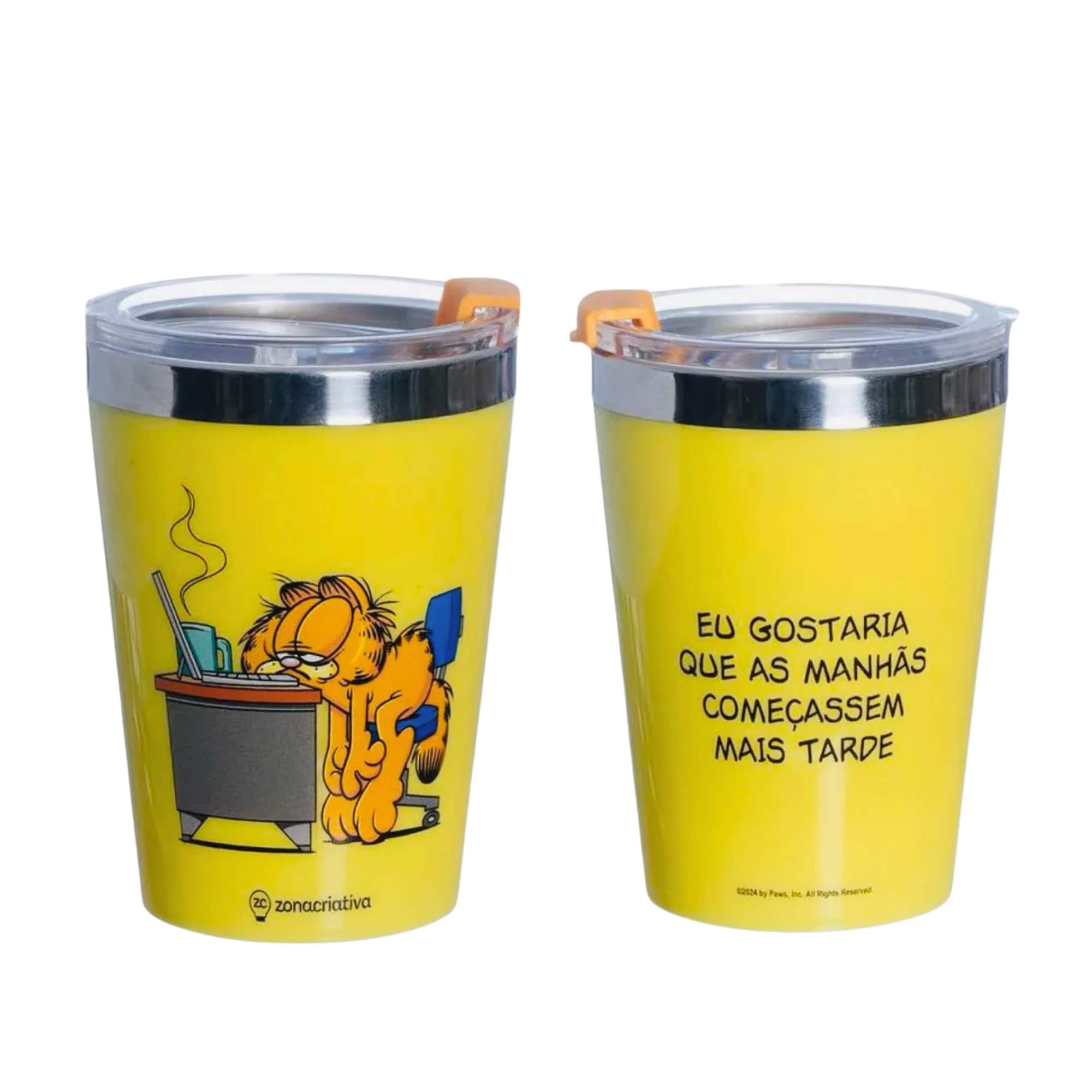 Copo Viagem Snap 300ml Garfield As Manhãs são Tardes Zona Criativa - 10026056
