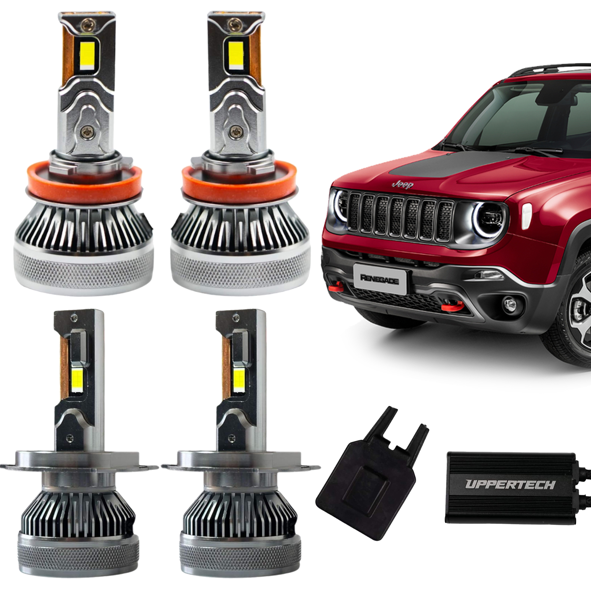 COMP Kit LED Automotiva Ultra Extreme White H4 + H11 Renegade 2016 A 2020  - Uppertech