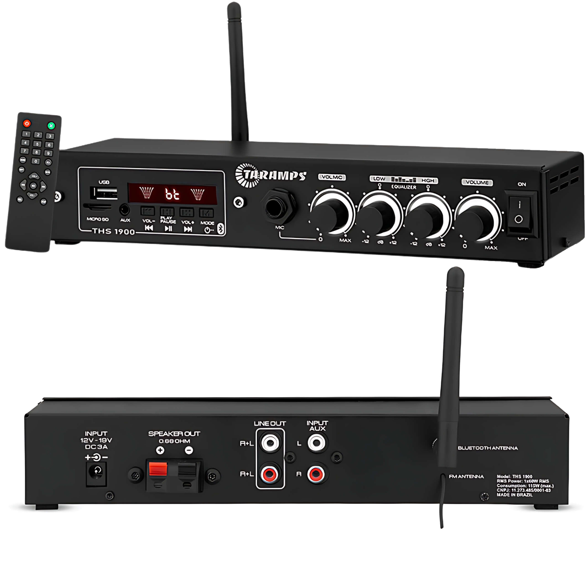COMP Kit Amplificador THS 1900 60W + 4 Arandelas 40W 6" Casa Comercio - Taramps
