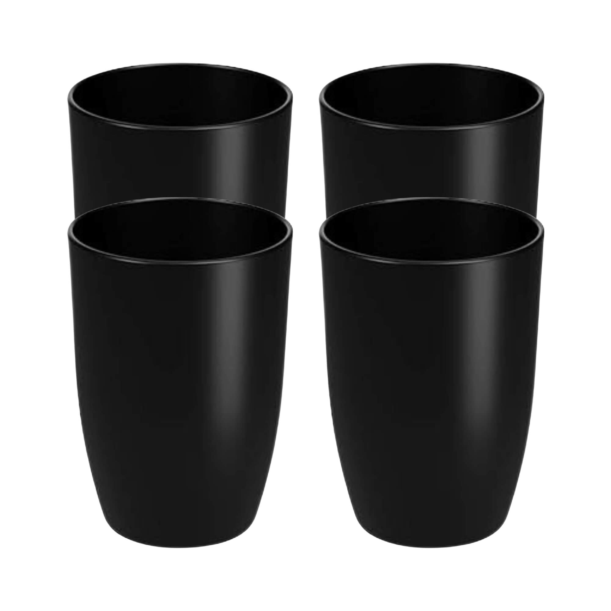 COMP Kit 4 Copos 275ml Preto Brinox Cozy Plástico Inquebrável Cozinha Escritório Micro-ondas
