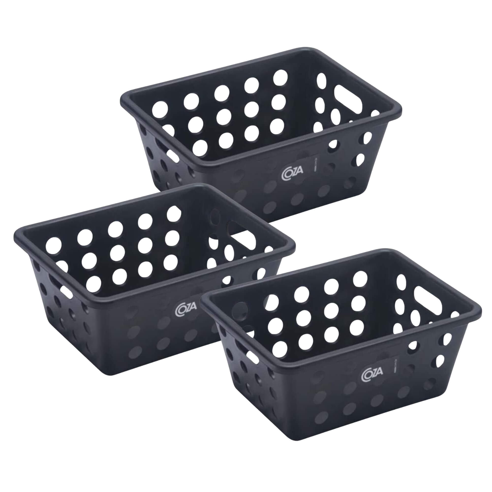 COMP Kit 3 Cestas Organizadoras Pequenas Coza One Brinox Polipropileno 18x14x8cm Preto