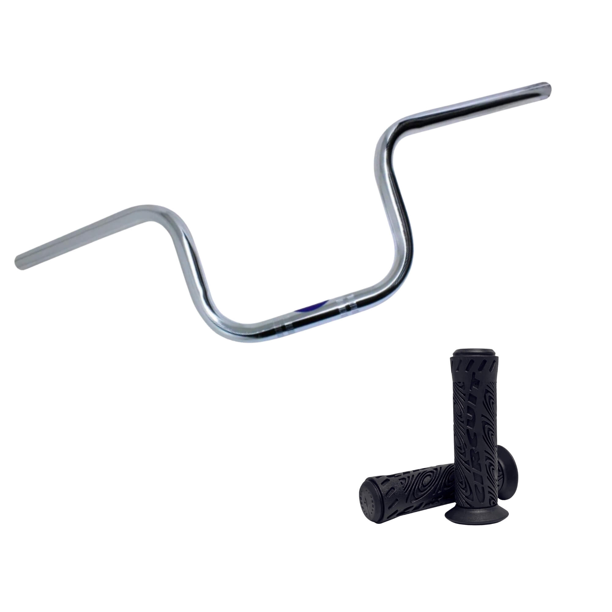 COMP Kit Guidão Cromado Pro Tork Titan/Fan + Par Manopla Circuit Interlagos CG YBR Preta