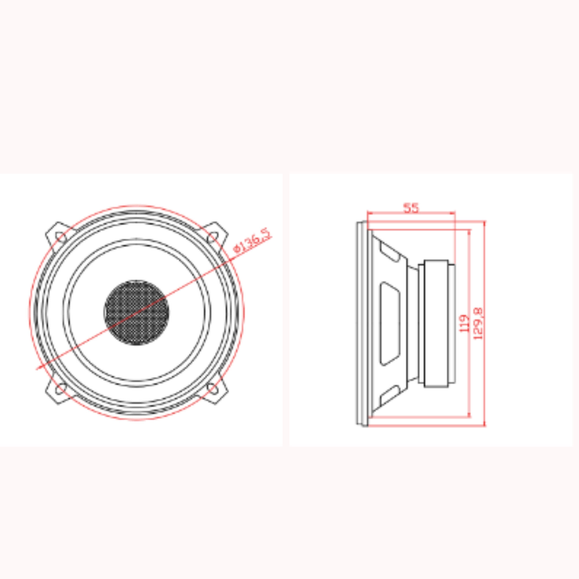 Kit Alto-Falante Coaxial CS 525 5.25" c/ Cone de Celulose Audiophonic - 03193