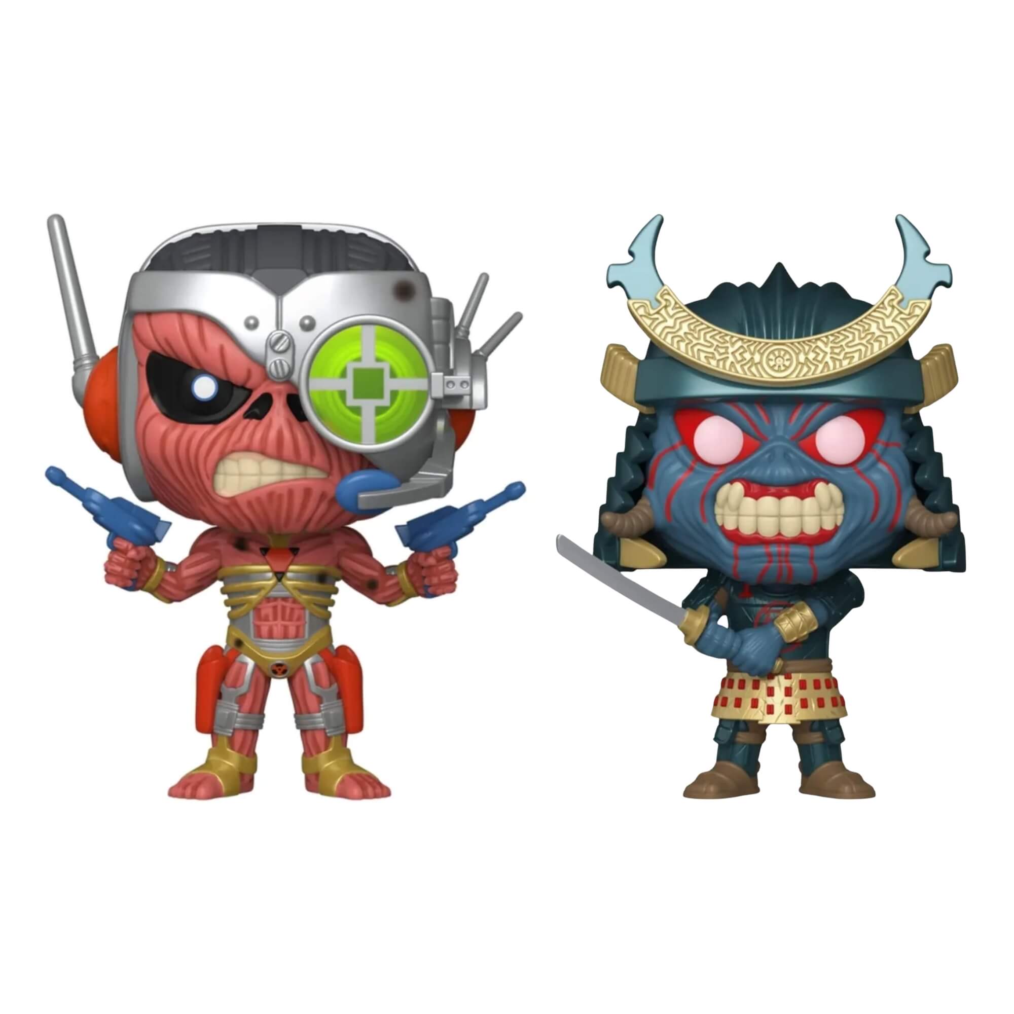 COMP Kit 2 Funko Pop! Rocks Iron Maiden Cyborg Eddie + Senjutsu Eddie Colecionável Candide