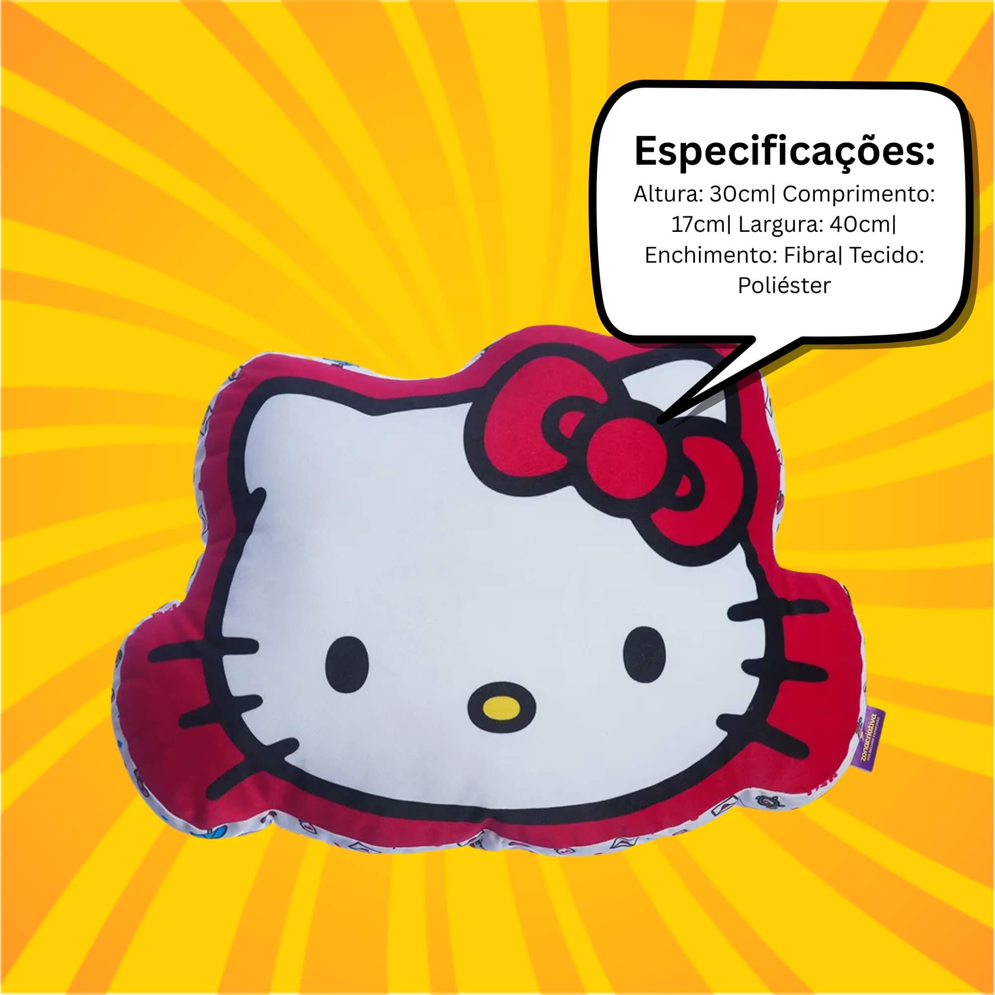 COMP Kit Hello Kitty Almofada Formato 30x40cm + Caneca Porcelana 350ml Zona Criativa