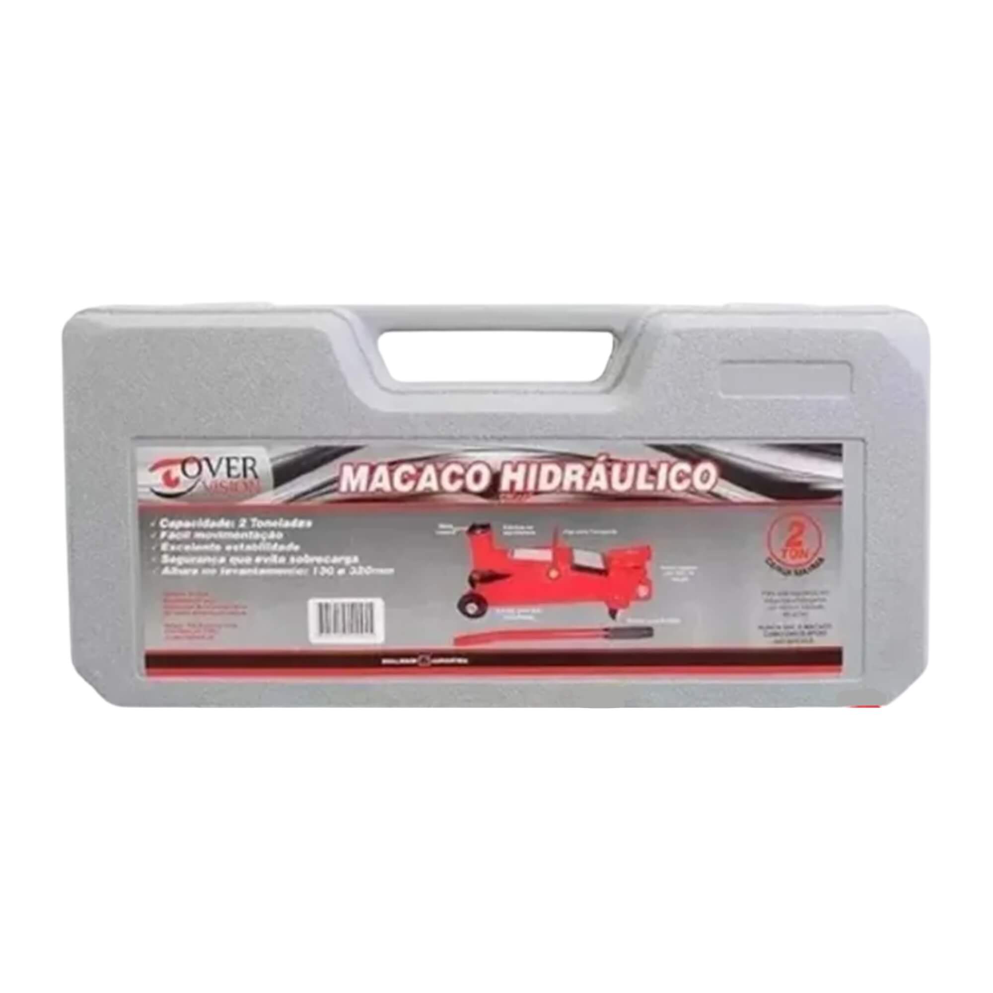 Macaco Hidráulico Jacaré 2T com Maleta Plástica Overvision - MAC-0001