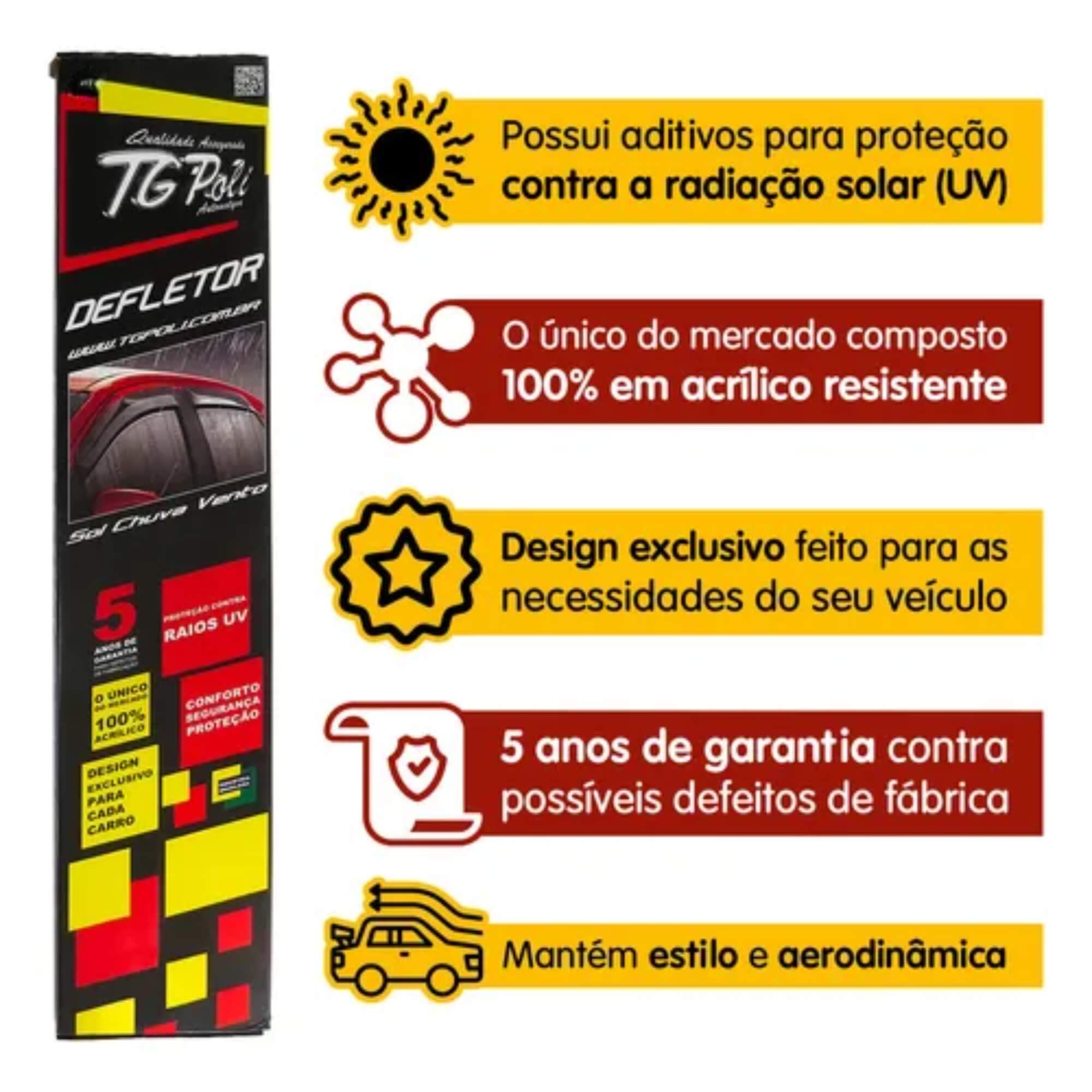 Calha de Chuva Fiat Titano 2024 2025 4 Portas Inteiriça Slim TG Poli - TG01100201 - 24031