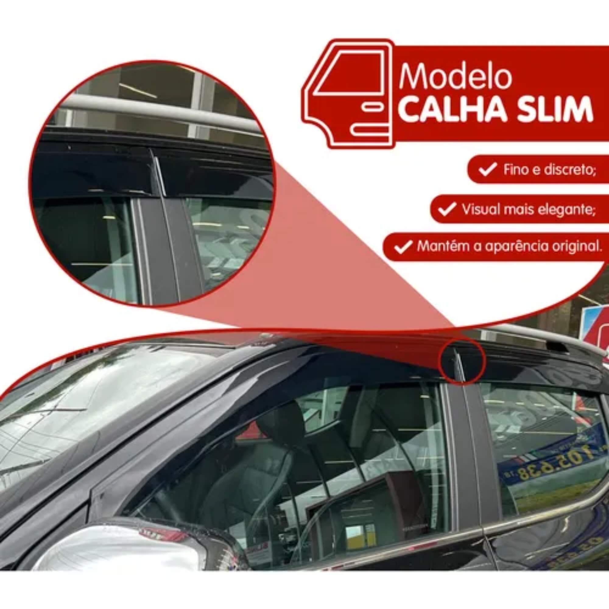 Calha de Chuva Fiat Titano 2024 2025 4 Portas Inteiriça Slim TG Poli - TG01100201 - 24031