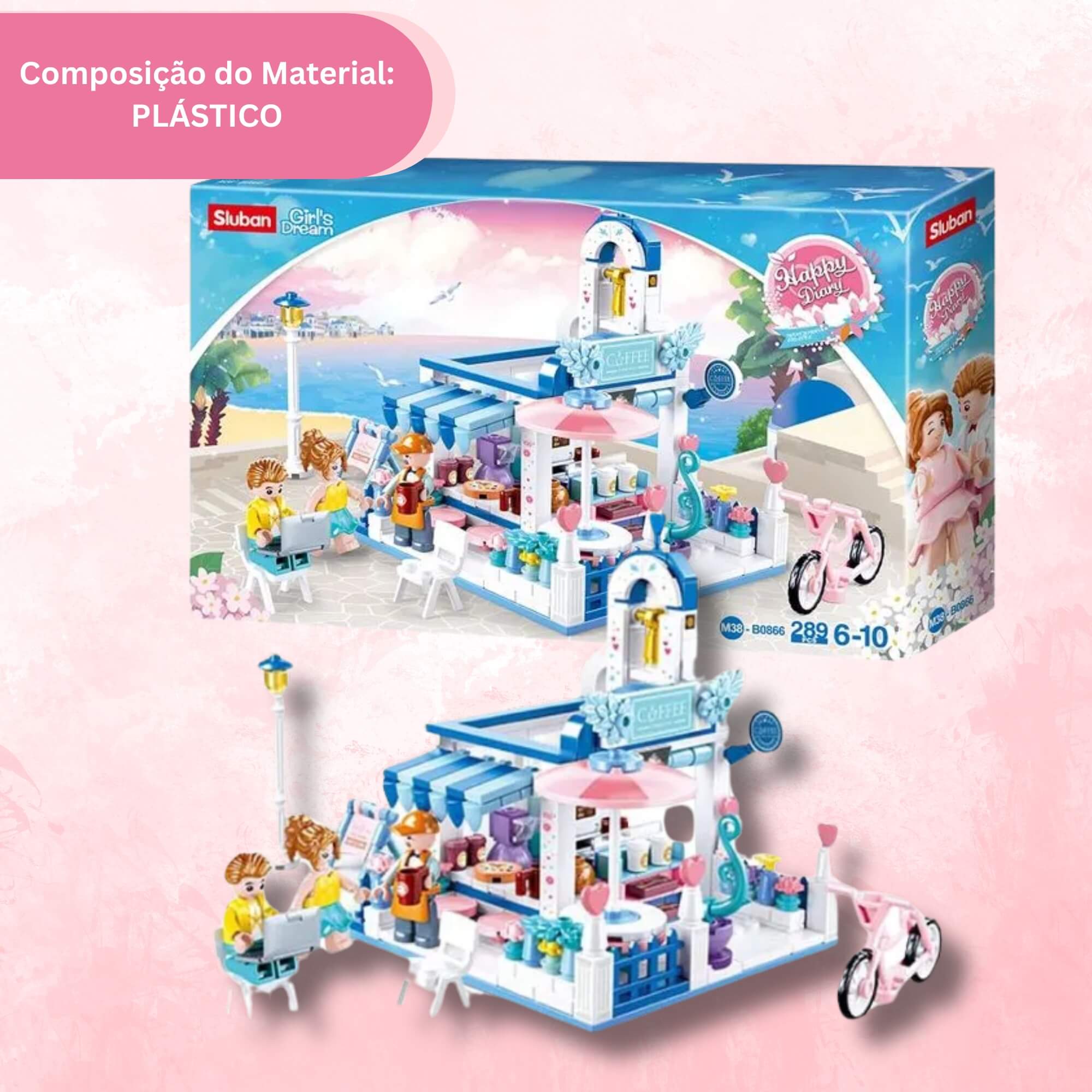COMP Kit Blocos de Montar Cubic Multikids – Cafeteria 289 peças + Carrinho Sorvete 145 peças
