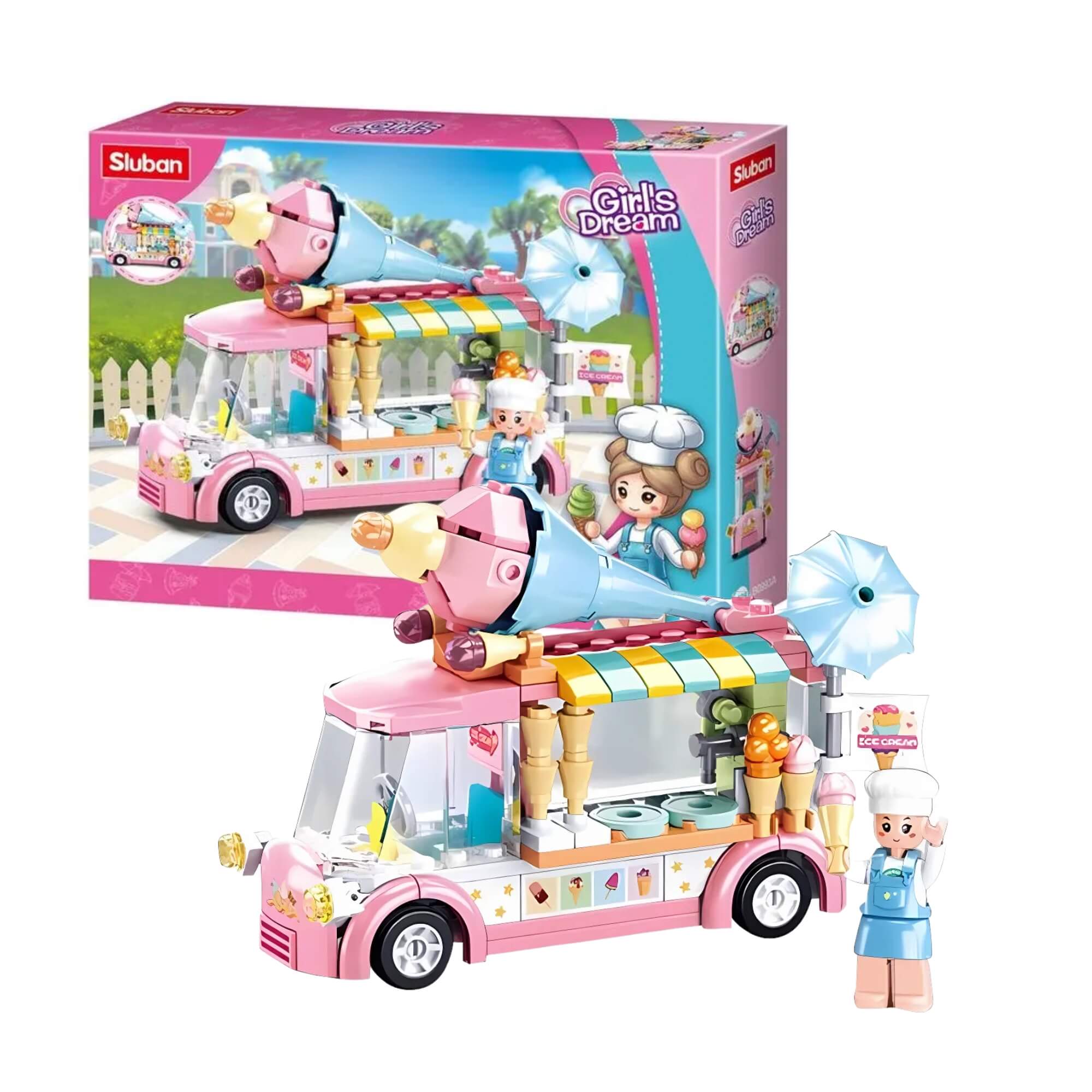 COMP Kit Blocos de Montar Cubic Multikids – Cafeteria 289 peças + Carrinho Sorvete 145 peças