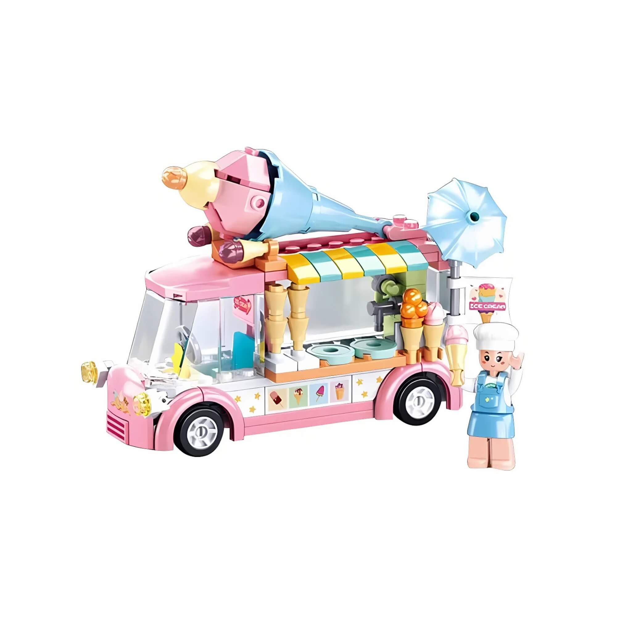 COMP Kit Blocos de Montar Cubic Multikids – Cafeteria 289 peças + Carrinho Sorvete 145 peças