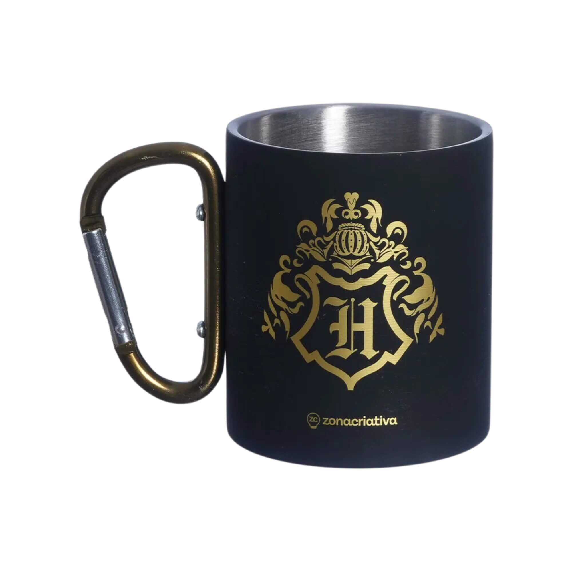 COMP Kit Garrafa Térmica Hogwarts 600ml + Caneca Mosquetão 300ml Harry Potter Zona Criativa