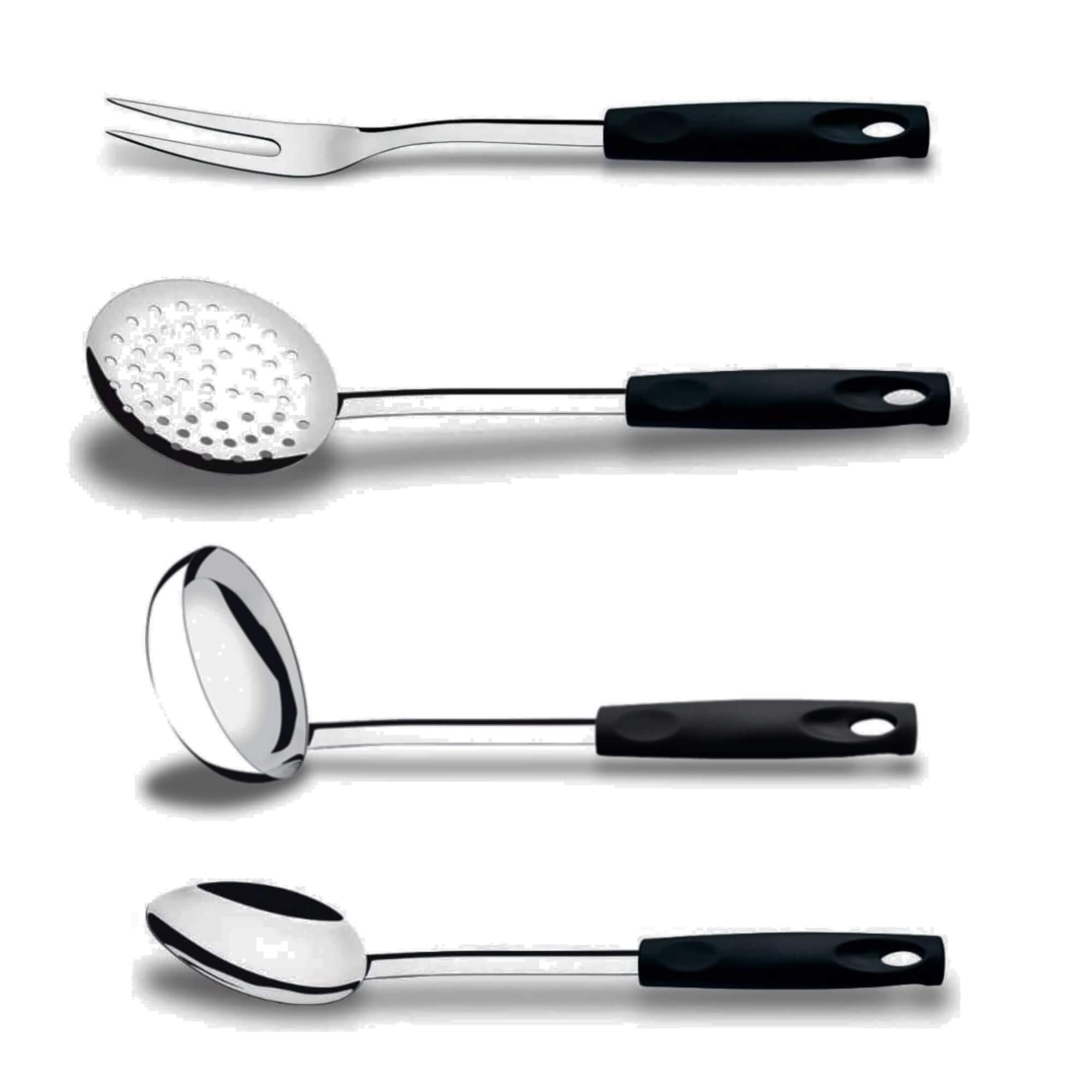 COMP Kit Espumadeira, Garfo Trinchante, Concha Terrina e Colher Arroz Brinox Asti Inox