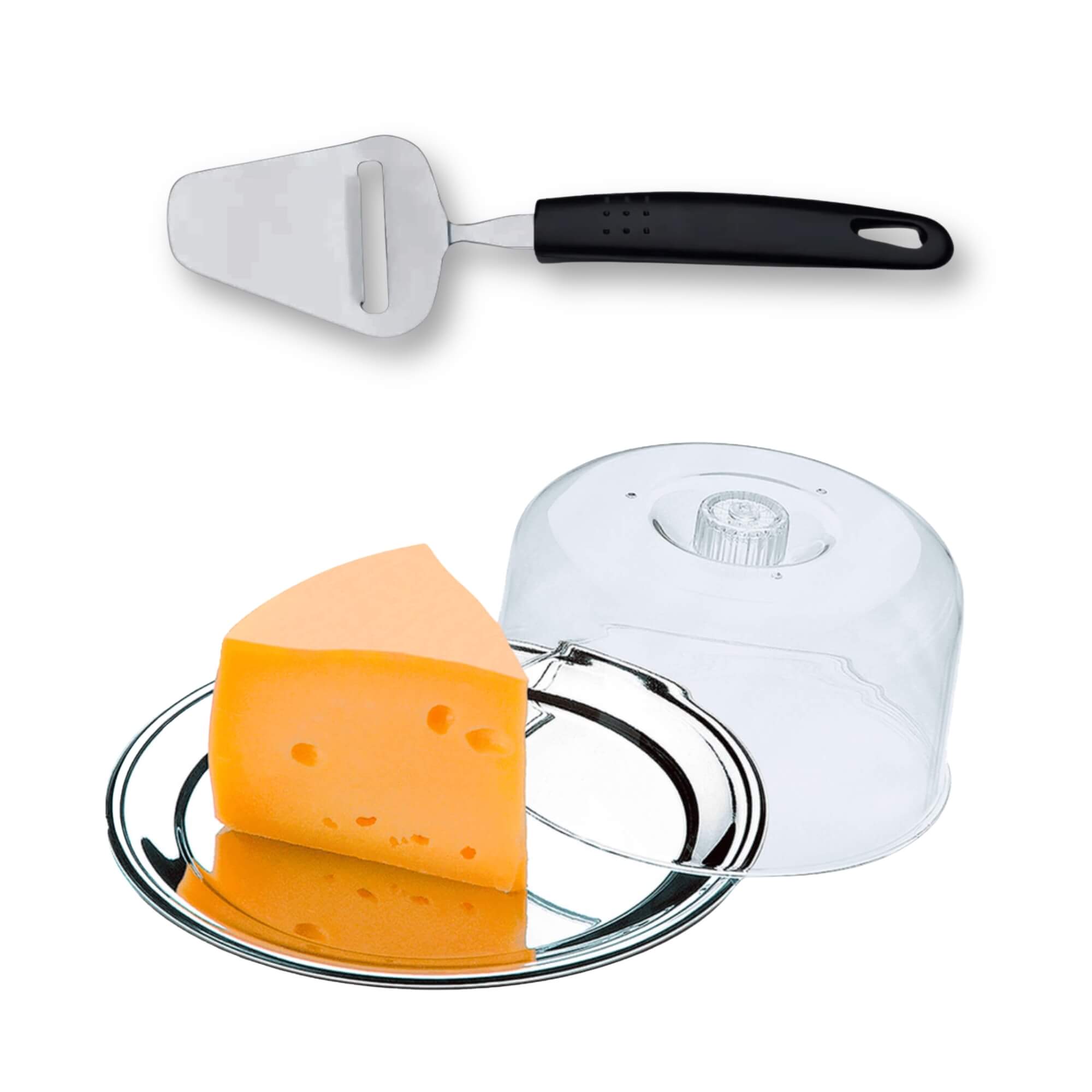 COMP Kit para Queijo Brinox Petúnia com Cúpula + Plaina em Aço Inox