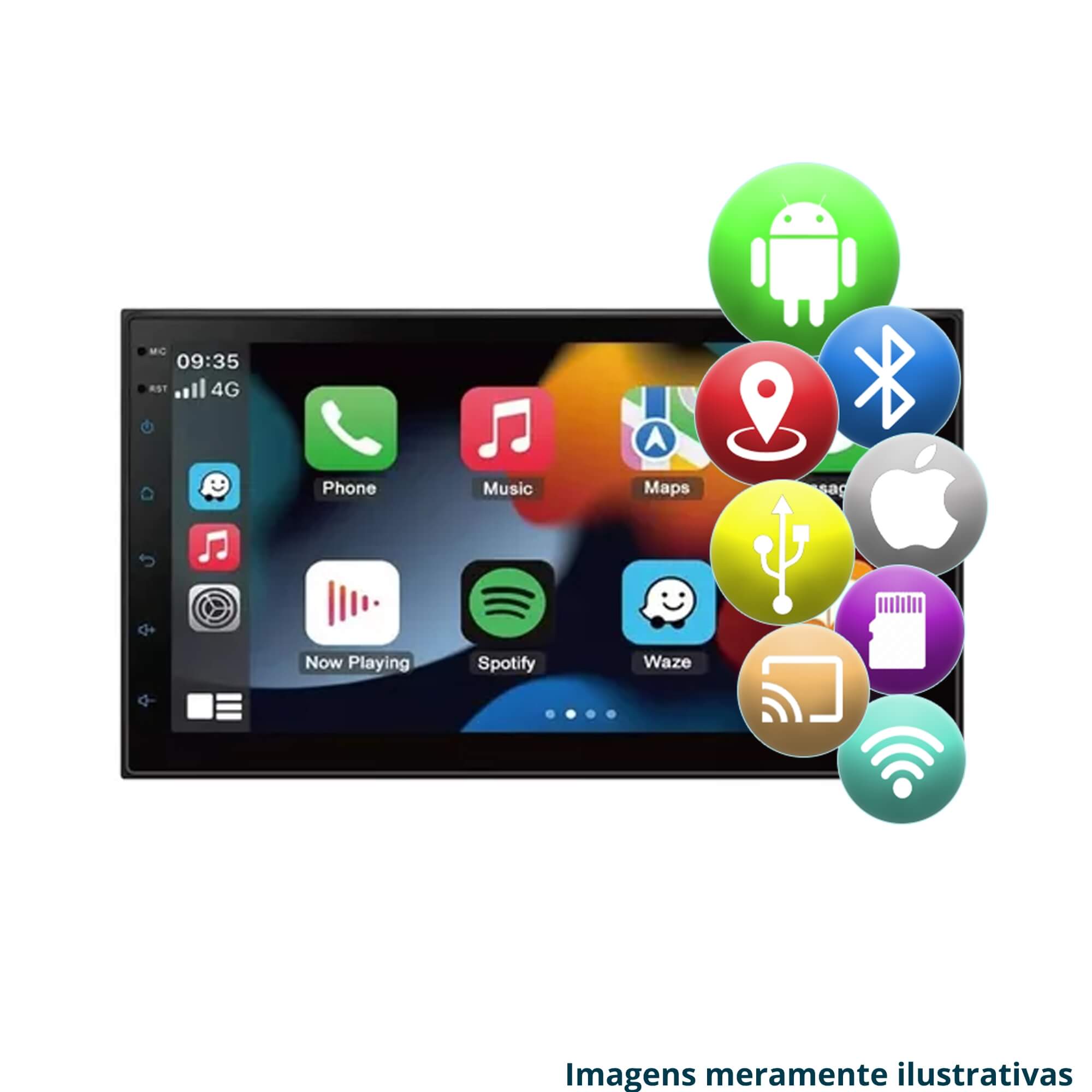 COMP Central Multimidia HB20 2012 a 2019 13 SLIM 7" 2+32GB + Chicotes + Camera Ré + Moldura 2 Din 7" EPX 091