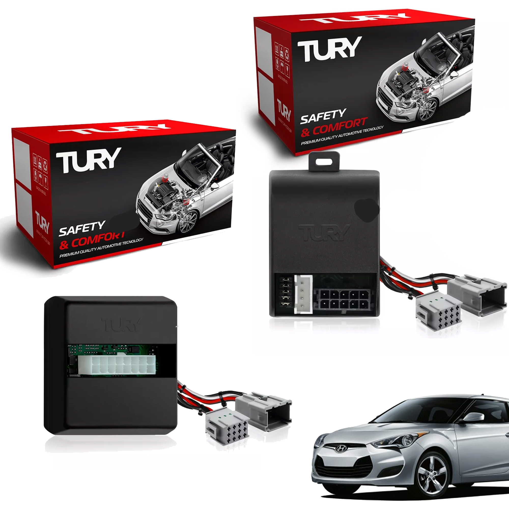 COMP Modulo de Retrovisor Tury Veloster 2012 Tilt Down + fechamento + Modulo Teto Solar - Tury
