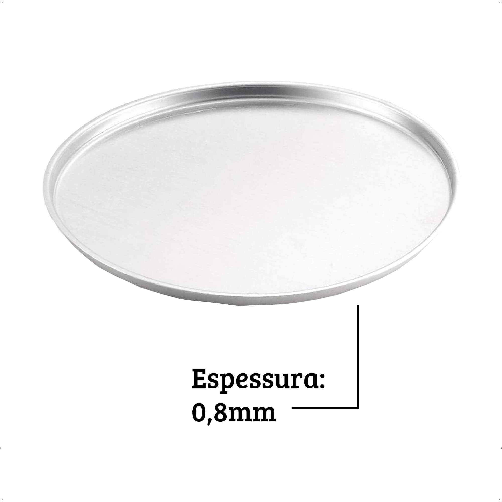 COMP Kit Forma de Pizza Lisa 30cm Alumínio + Cortador de Pizza Brinox Linha Asti