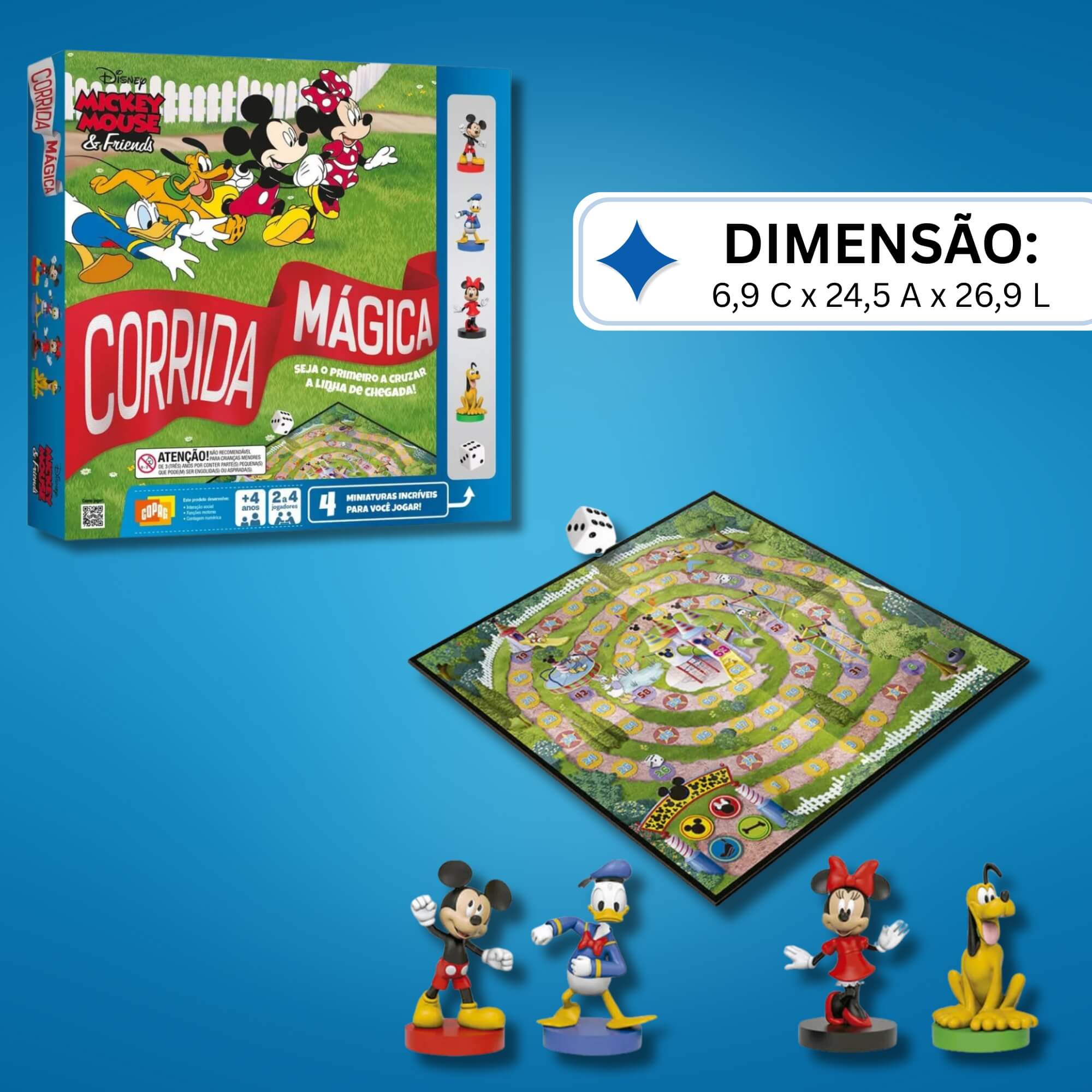 Jogo Infantil Corrida Mágica Mickey & Friends c/ 4 miniaturas Copag - 35775