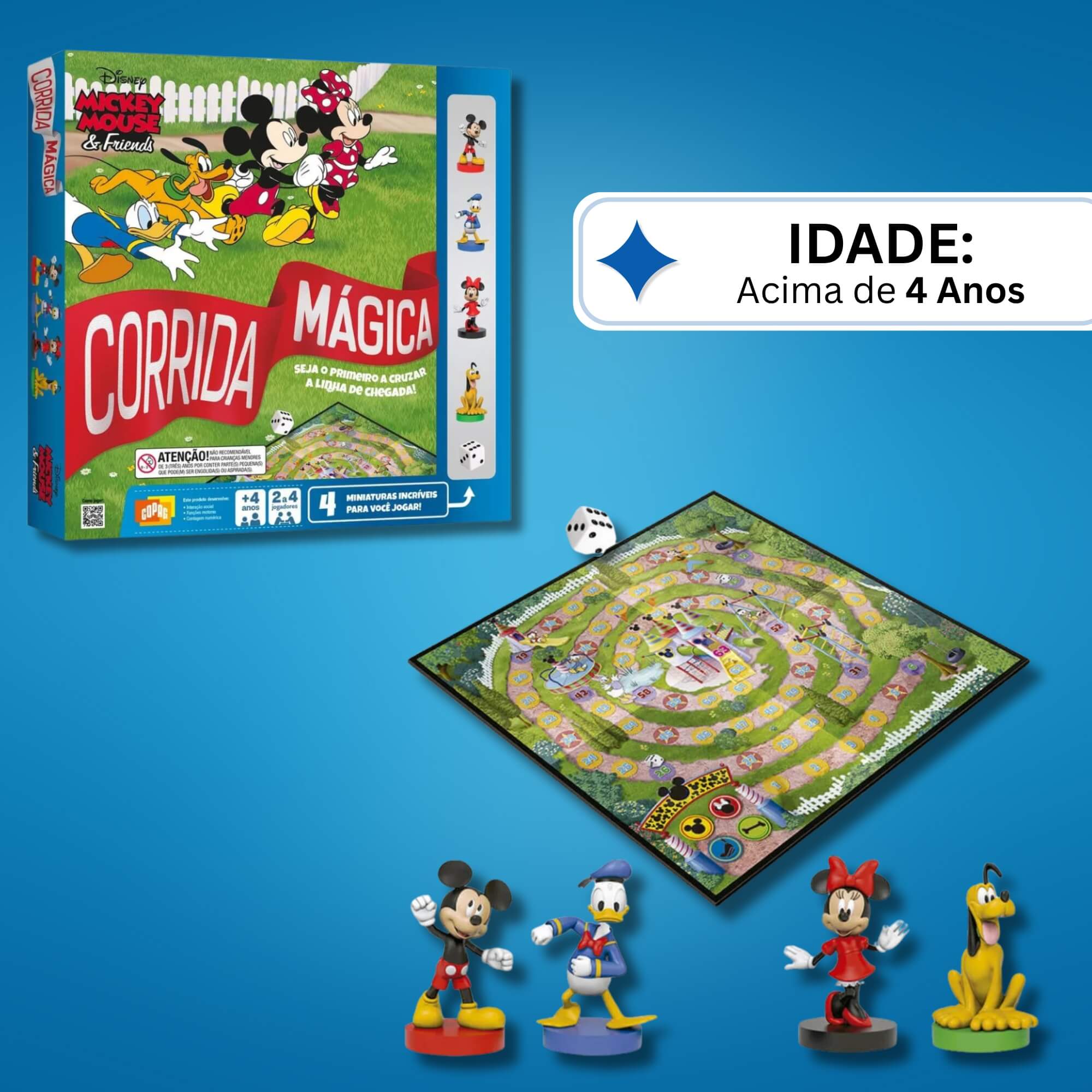 Jogo Infantil Corrida Mágica Mickey & Friends c/ 4 miniaturas Copag - 35775