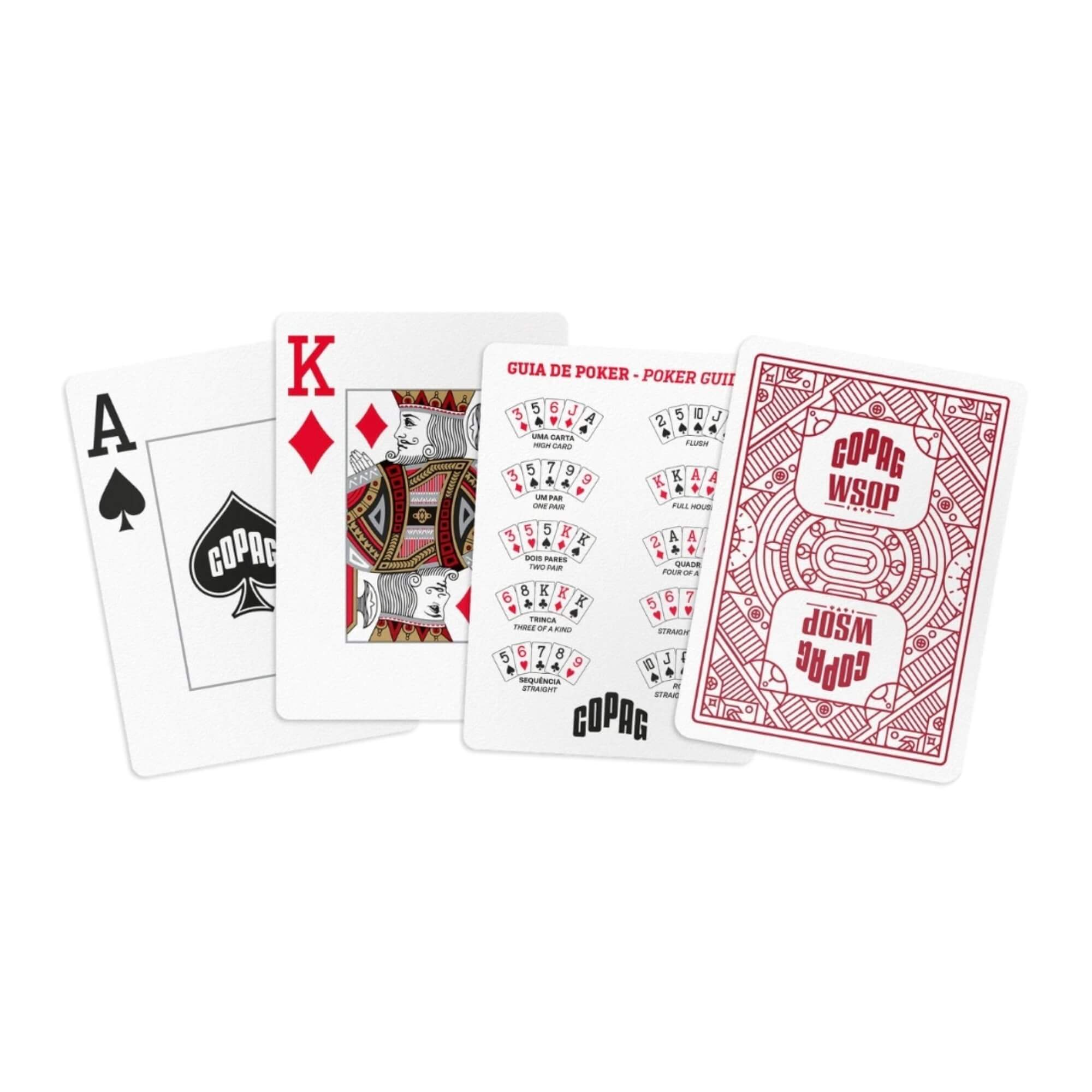 Kit 2 Peças Baralho WSOP Single Deck Verso Vermelho/Preto Copag - 35852