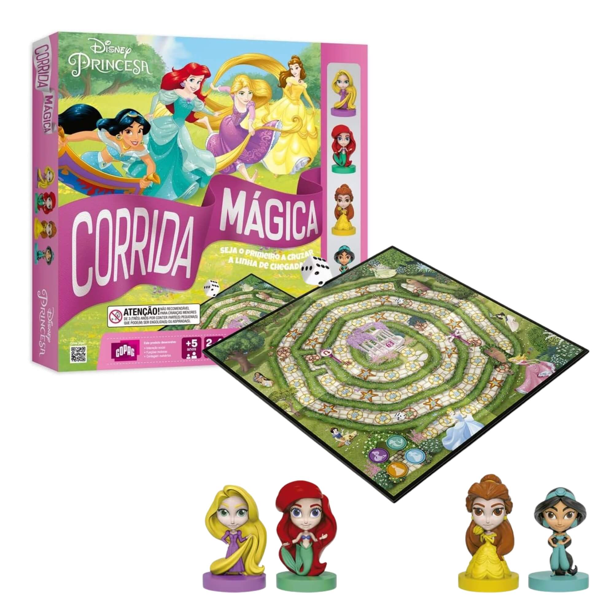 Jogo Infantil Corrida Mágica Princesas c/ 4 Miniaturas Copag - 35773
