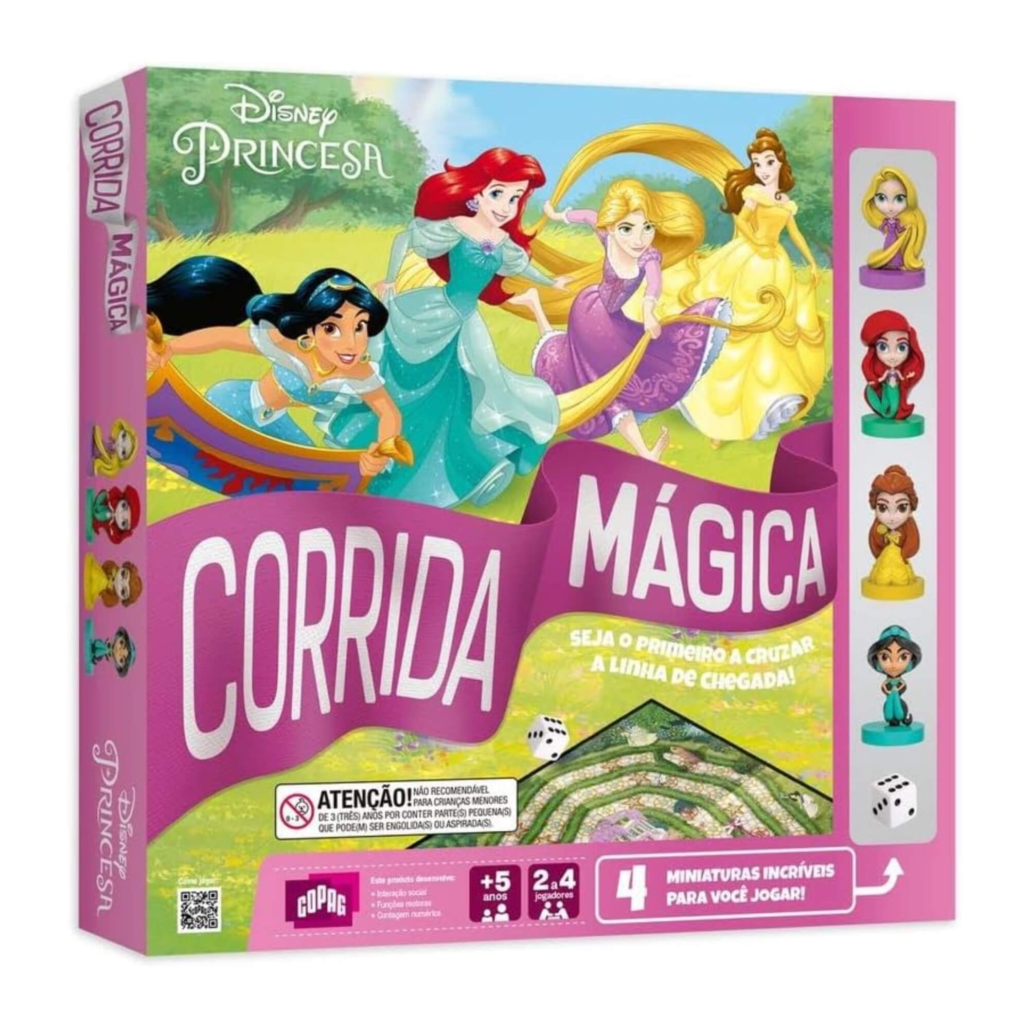 Jogo Infantil Corrida Mágica Princesas c/ 4 Miniaturas Copag - 35773