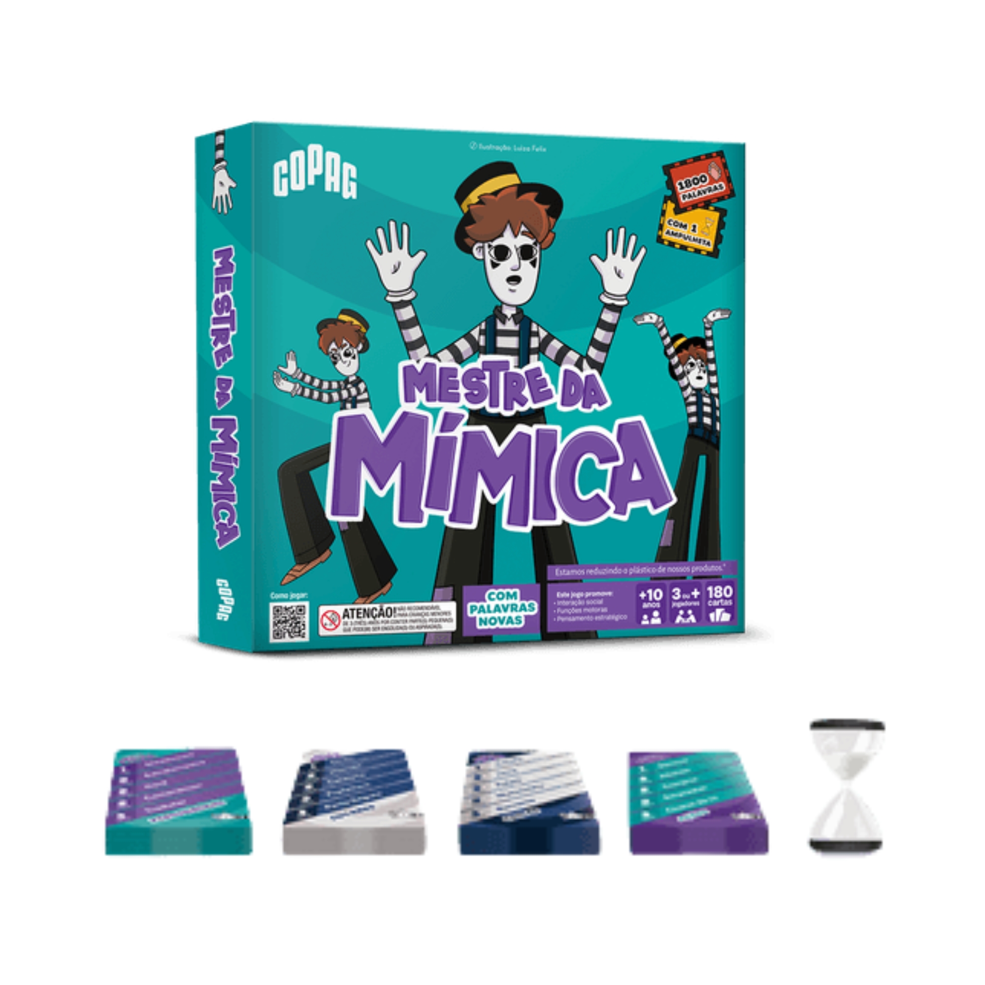 Jogo Infantil Mestre da Mímica 180 Cartas com Ampulheta Copag - 35858