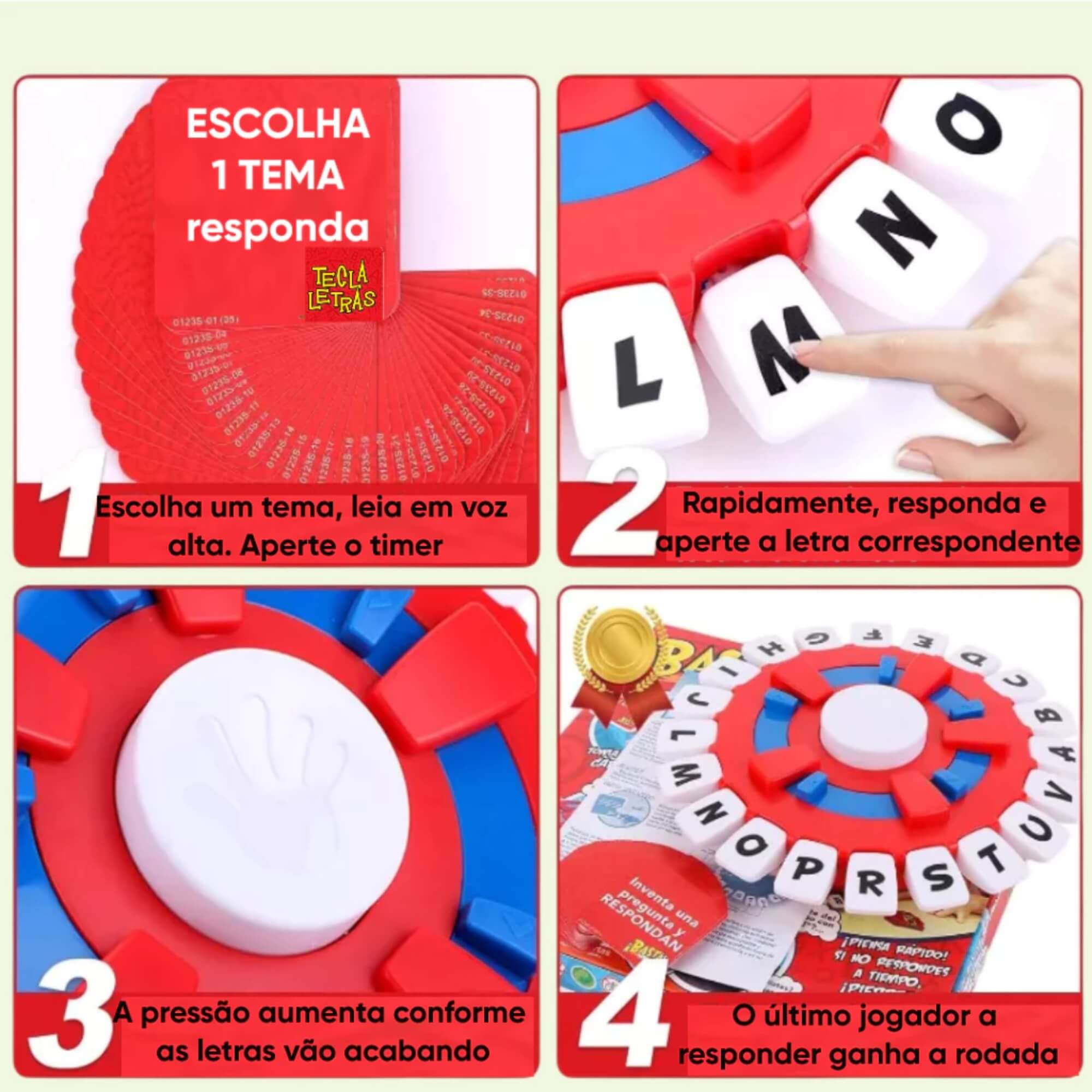 Jogo Tecla Letras com 36 cartas com 72 temas Braskit - 1206