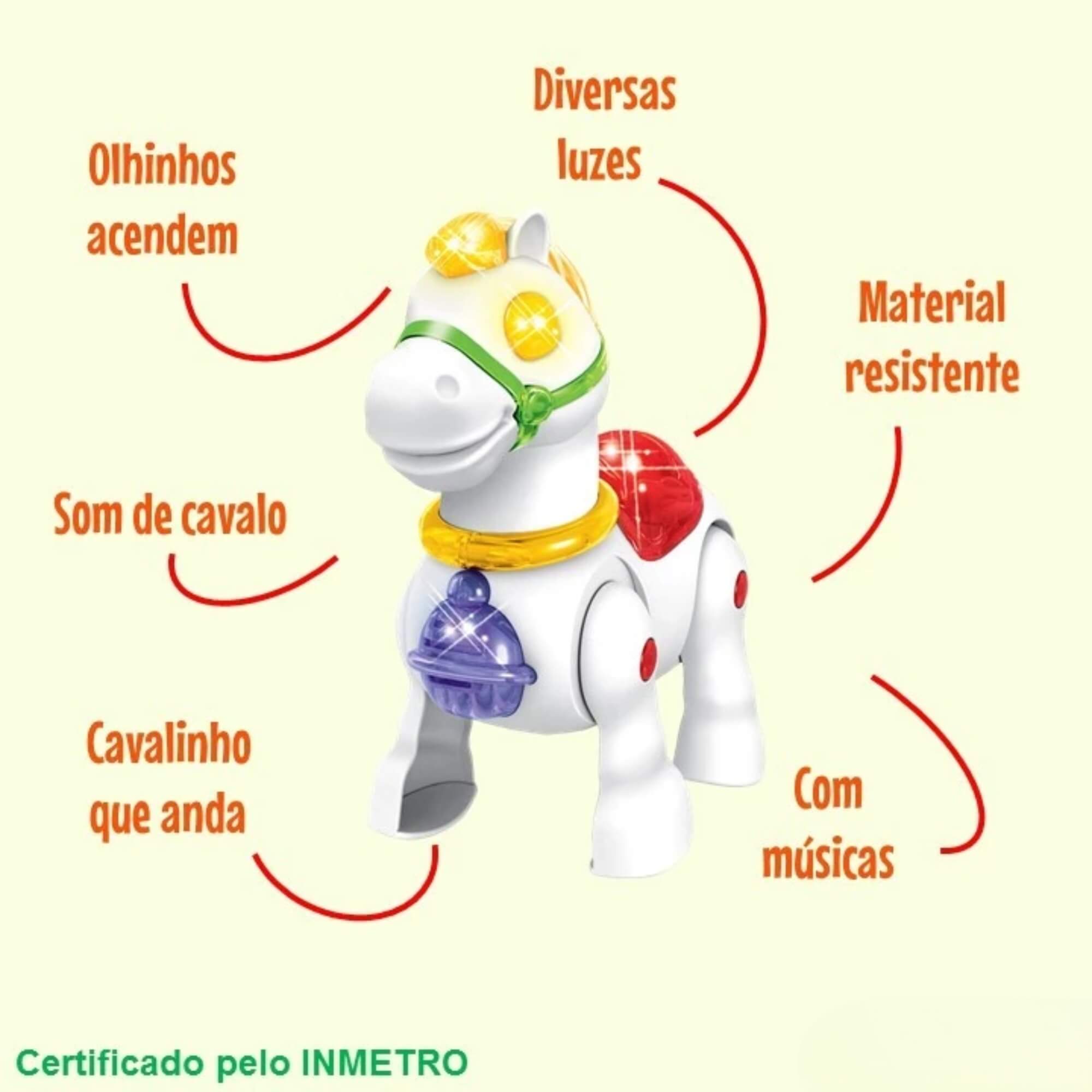 Brinquedo Infantil Cavalinho Musical com Luz e Som Braskit - 1802