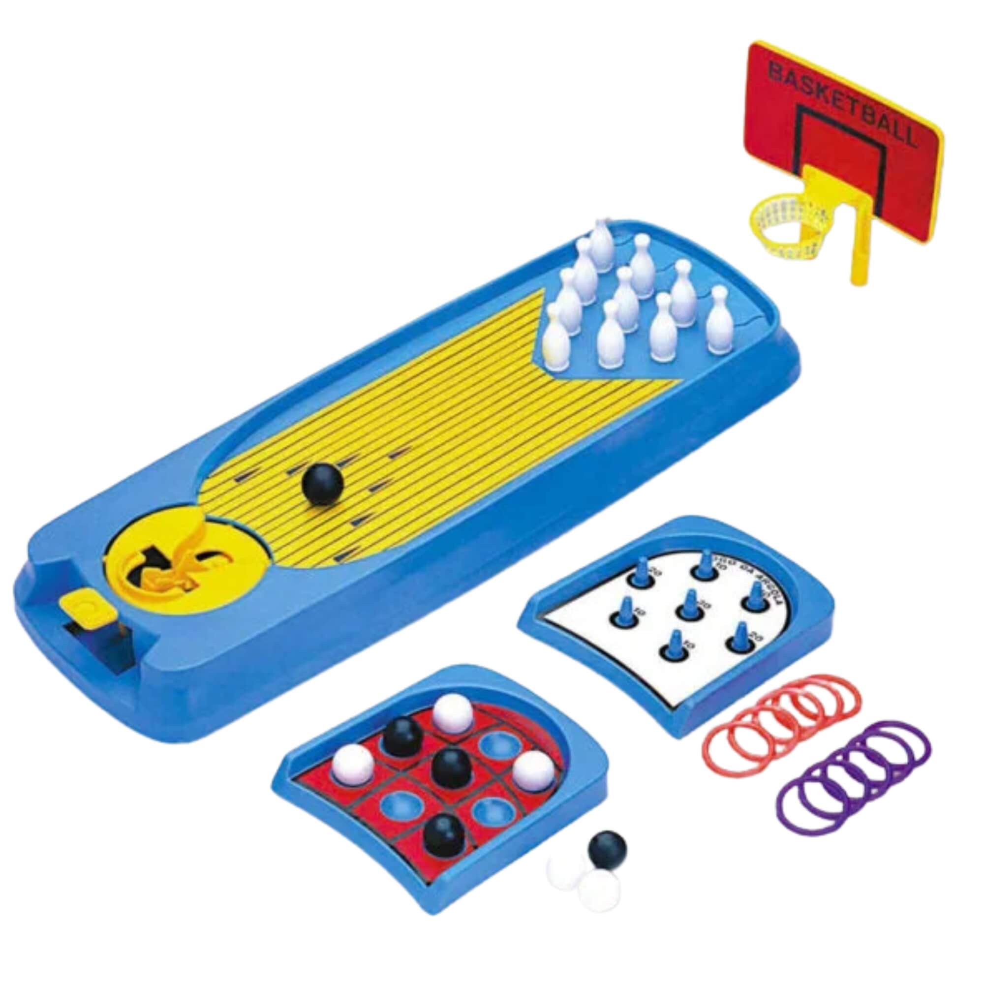 Brinquedo Infantil 4 em 1 Game Mesa de Jogos Argola Basquete Boliche Braskit - 210A