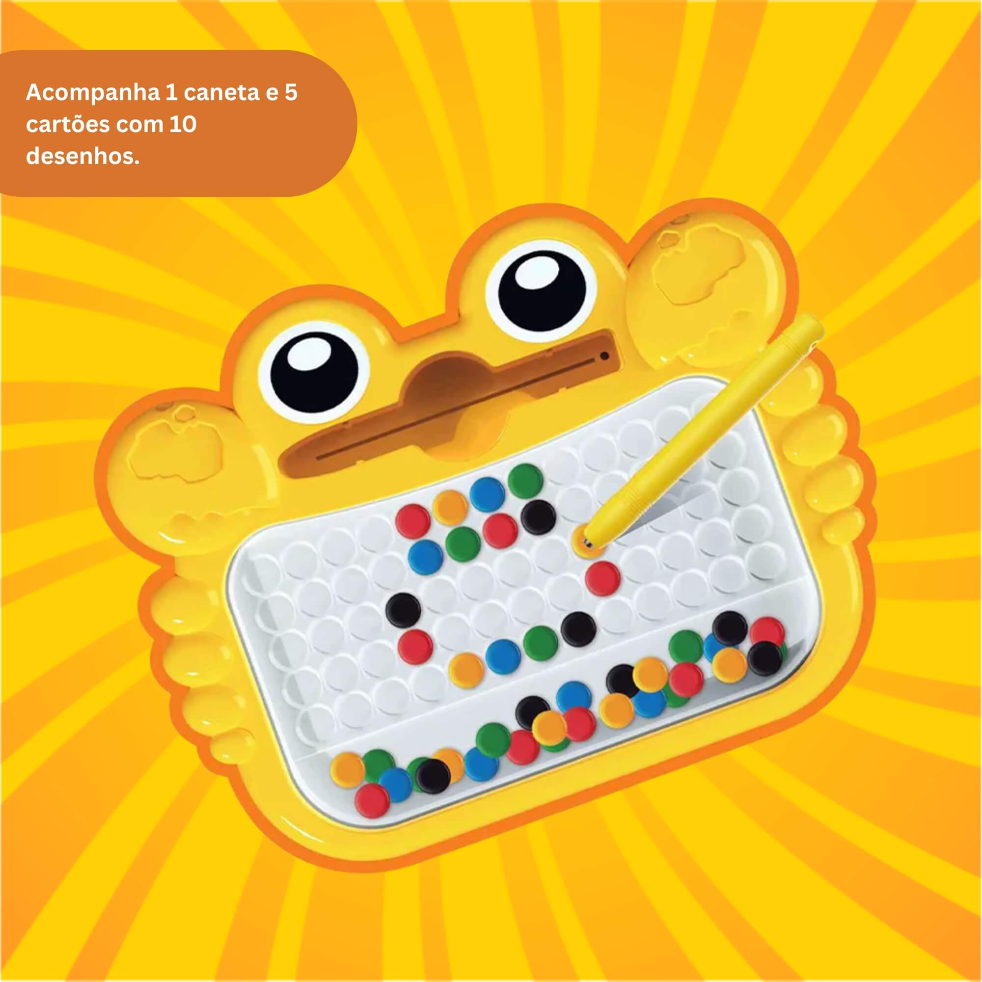 Brinquedo Infantil Lousa Magnética Caranguejo c/ caneta e cartões com desenhos Braskit - 1506