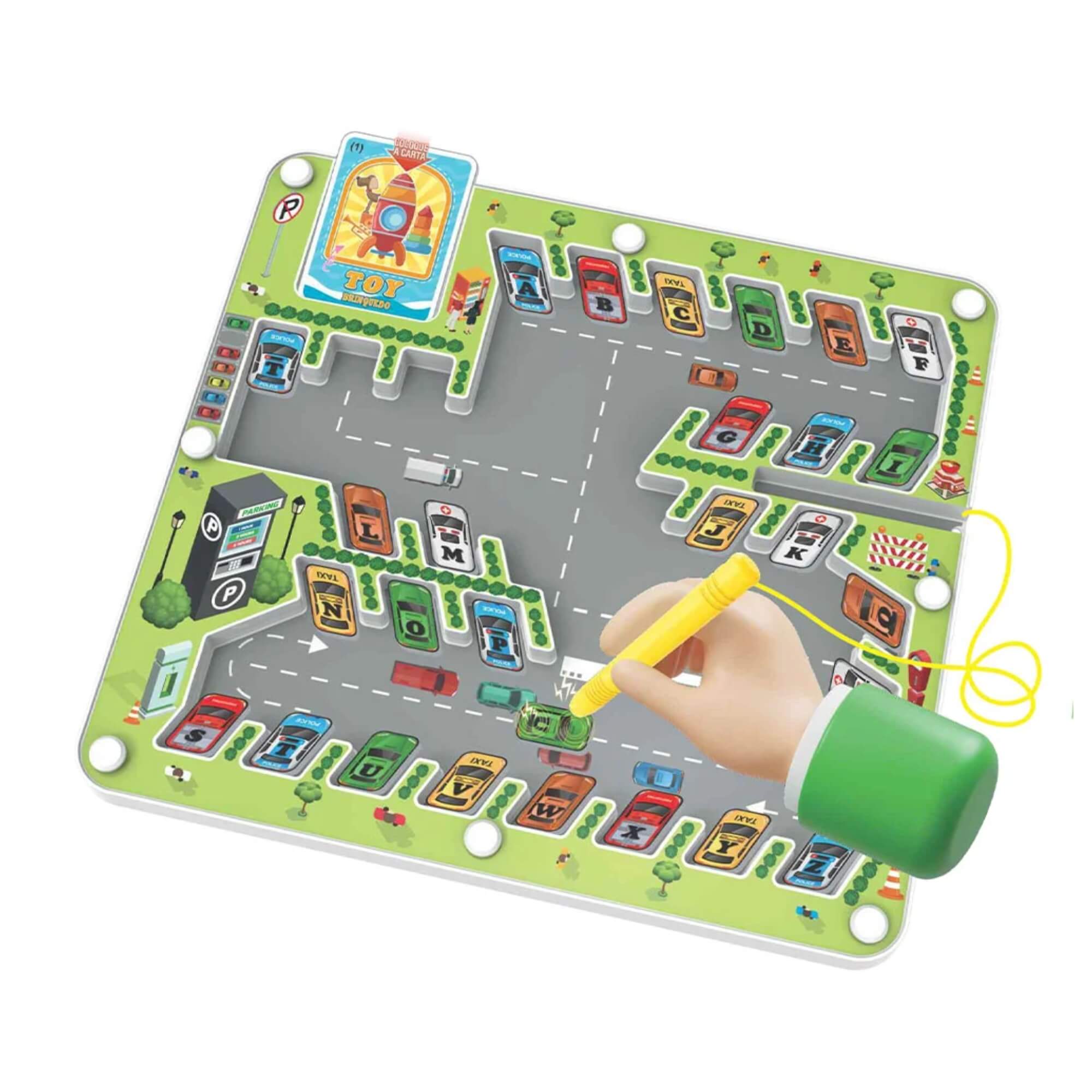 Jogo Magnetic Parking Car c/ 20 cartas com 40 palavras em inglês Braskit - 2306