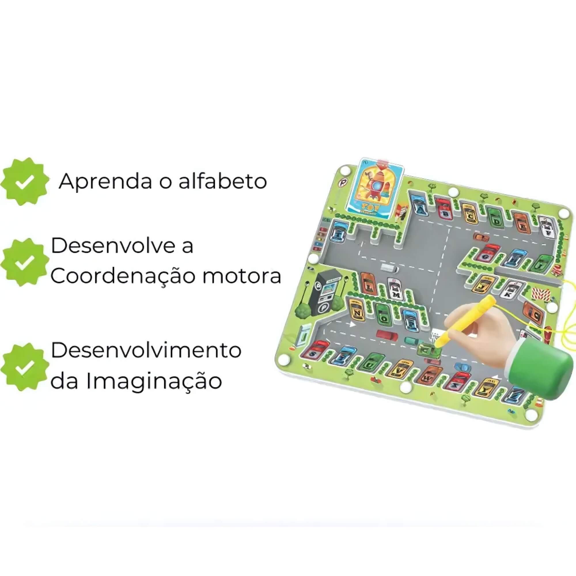 Jogo Magnetic Parking Car c/ 20 cartas com 40 palavras em inglês Braskit - 2306