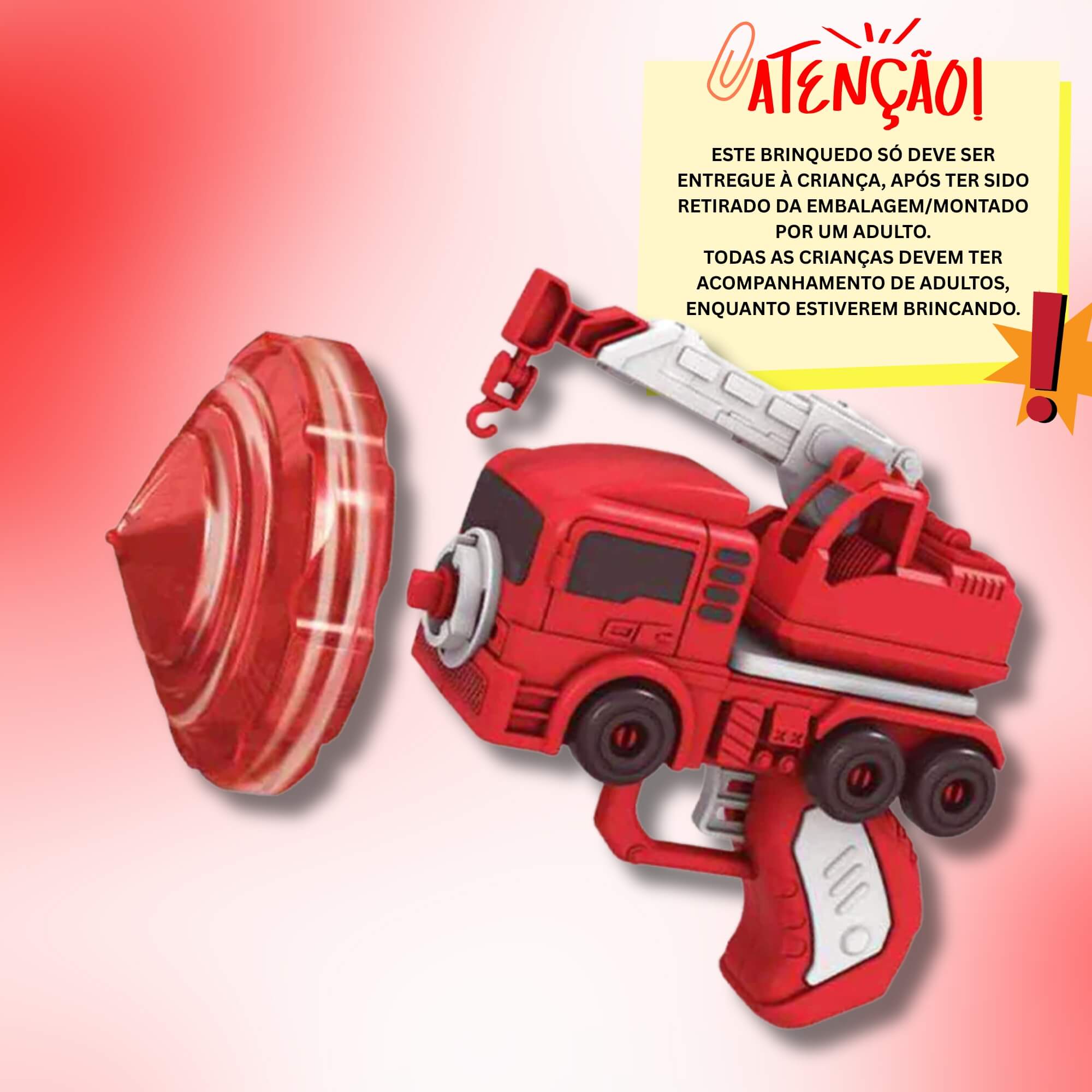 Brinquedo Infantil Truck Giro Pião Bombeiro com 6 Peças Braskit - 2002
