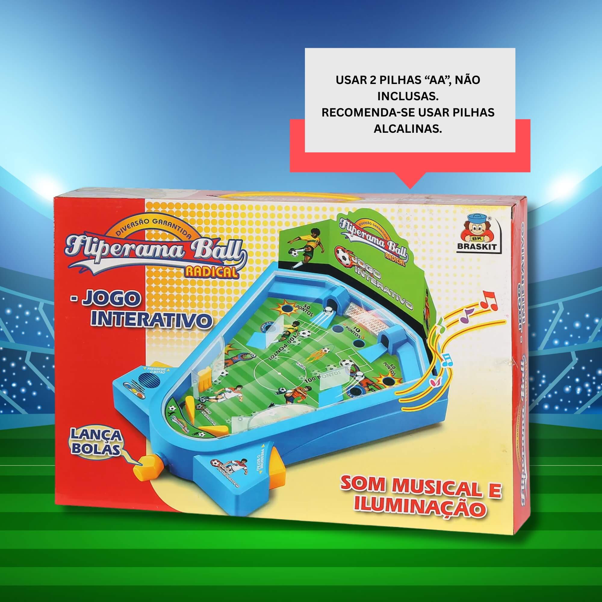 Brinquedo Infantil Fliperama Ball com Luz e Som Braskit - 2101