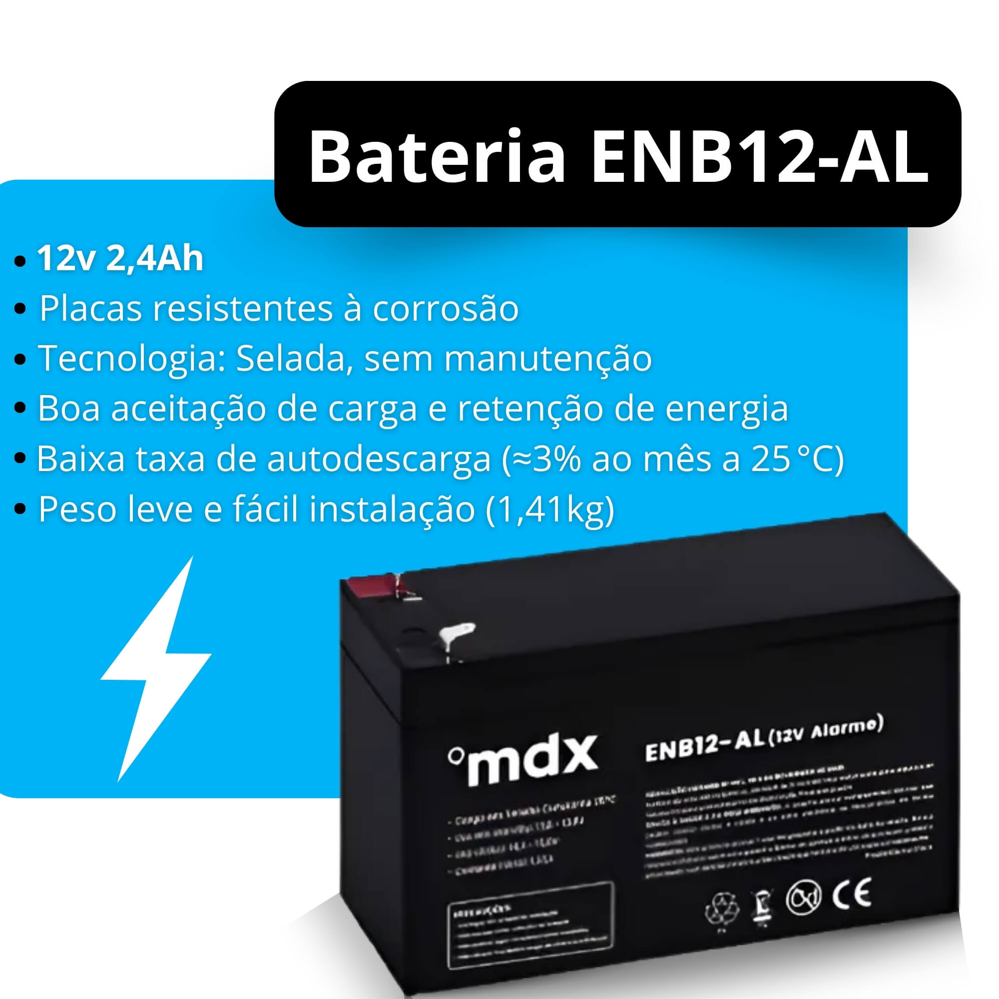 Bateria Selada p/ Alarme 12V ENB12-AL MDX - 770001