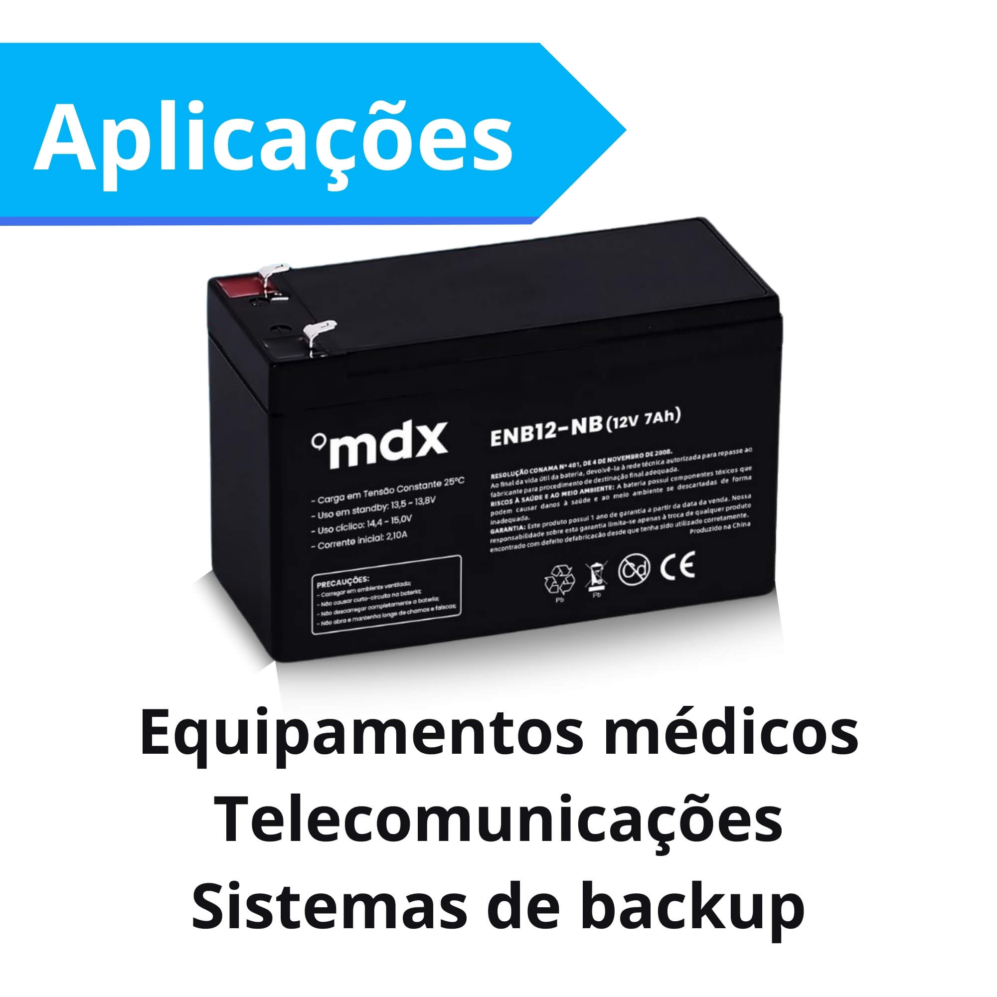 Bateria Selada p/ UPS 12V/7AH ENB12-NB MDX - 770003