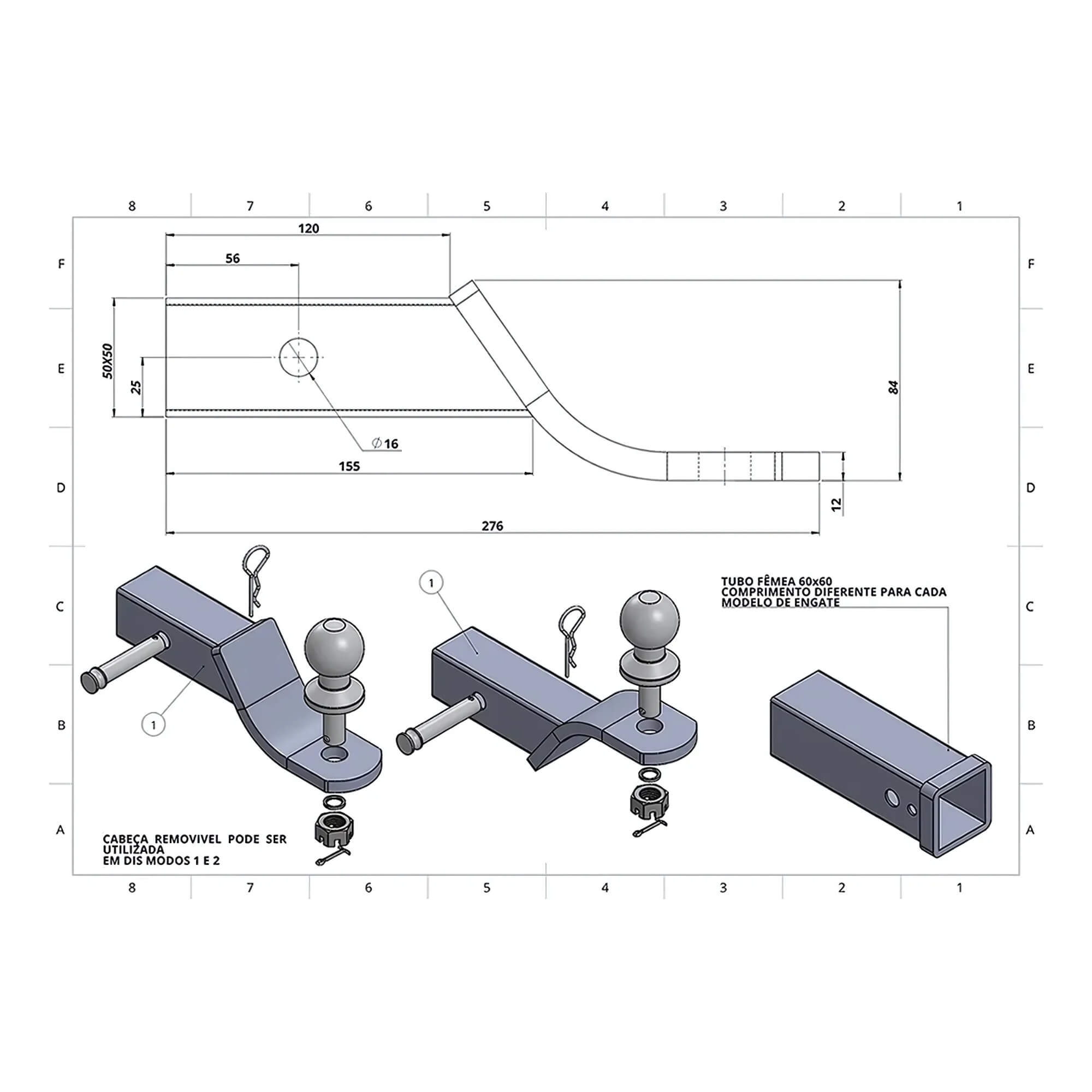 Engate Reboque Removível L200 Triton Katana 2025 1500kg Braconi - BRCREMIM282