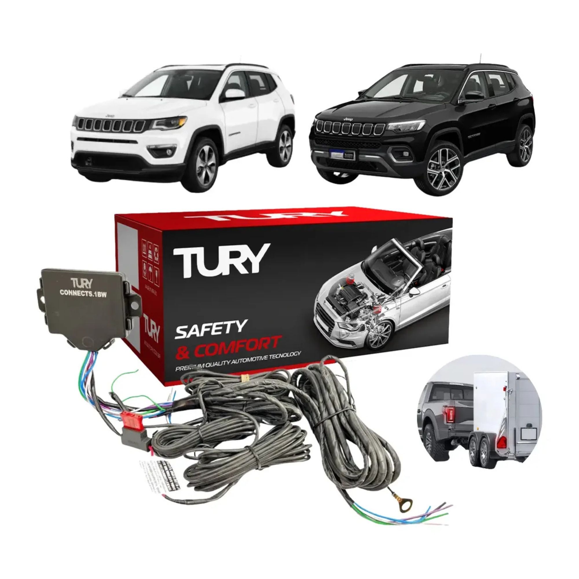 Módulo Iluminação de Engate Jeep Compass A partir de 2017 Tury - CONNECT5.1BW