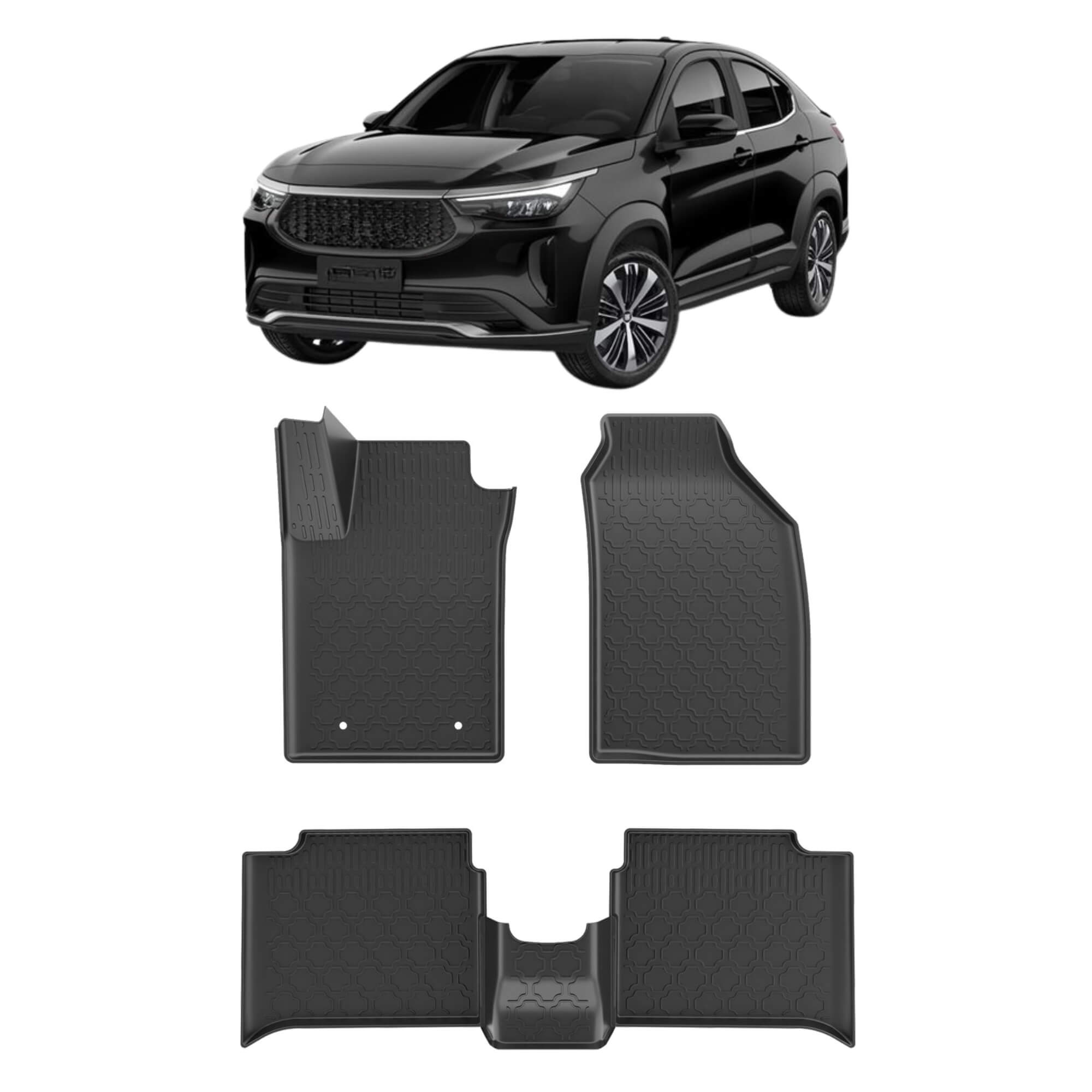 Tapete Tipo Bandeja 4P Preto Modelo Fastback 2022 em diante c/ 5 Peças Grid - TB01002