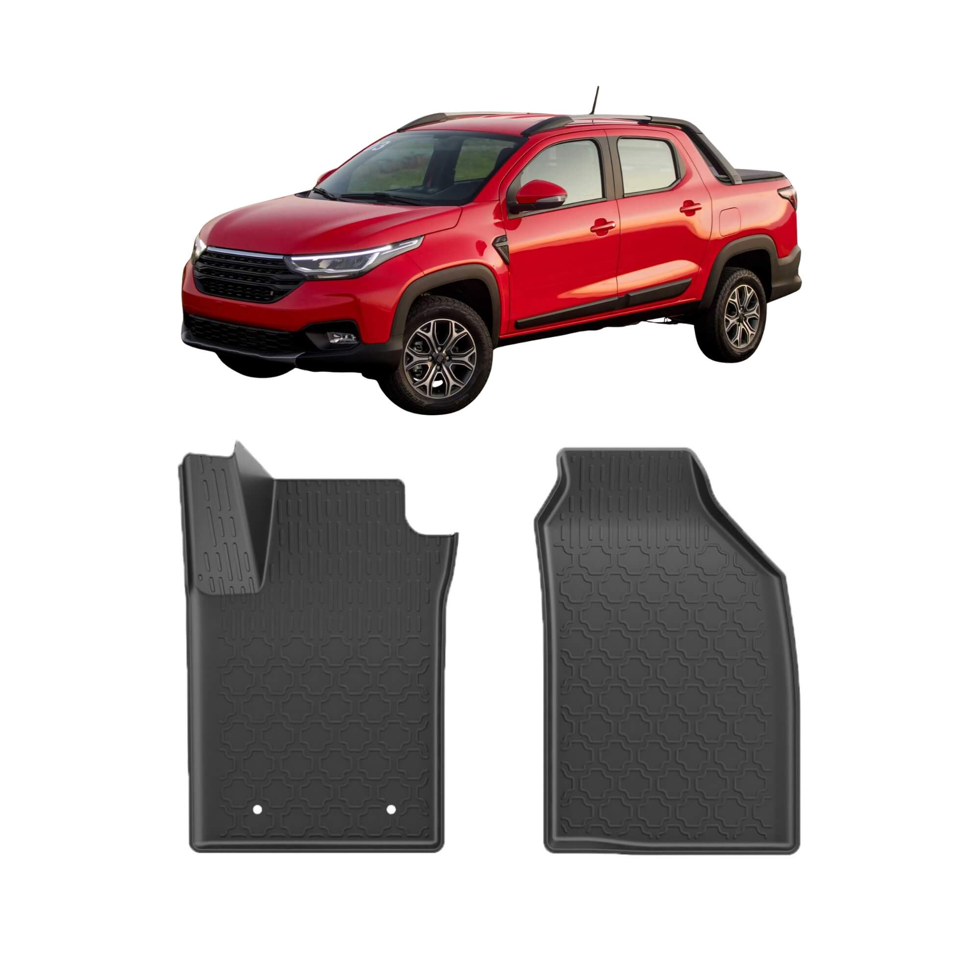 Tapete Tipo Bandeja 2P Preto Modelo Strada 2020 em diante c/ 2 Peças Grid - TB01006