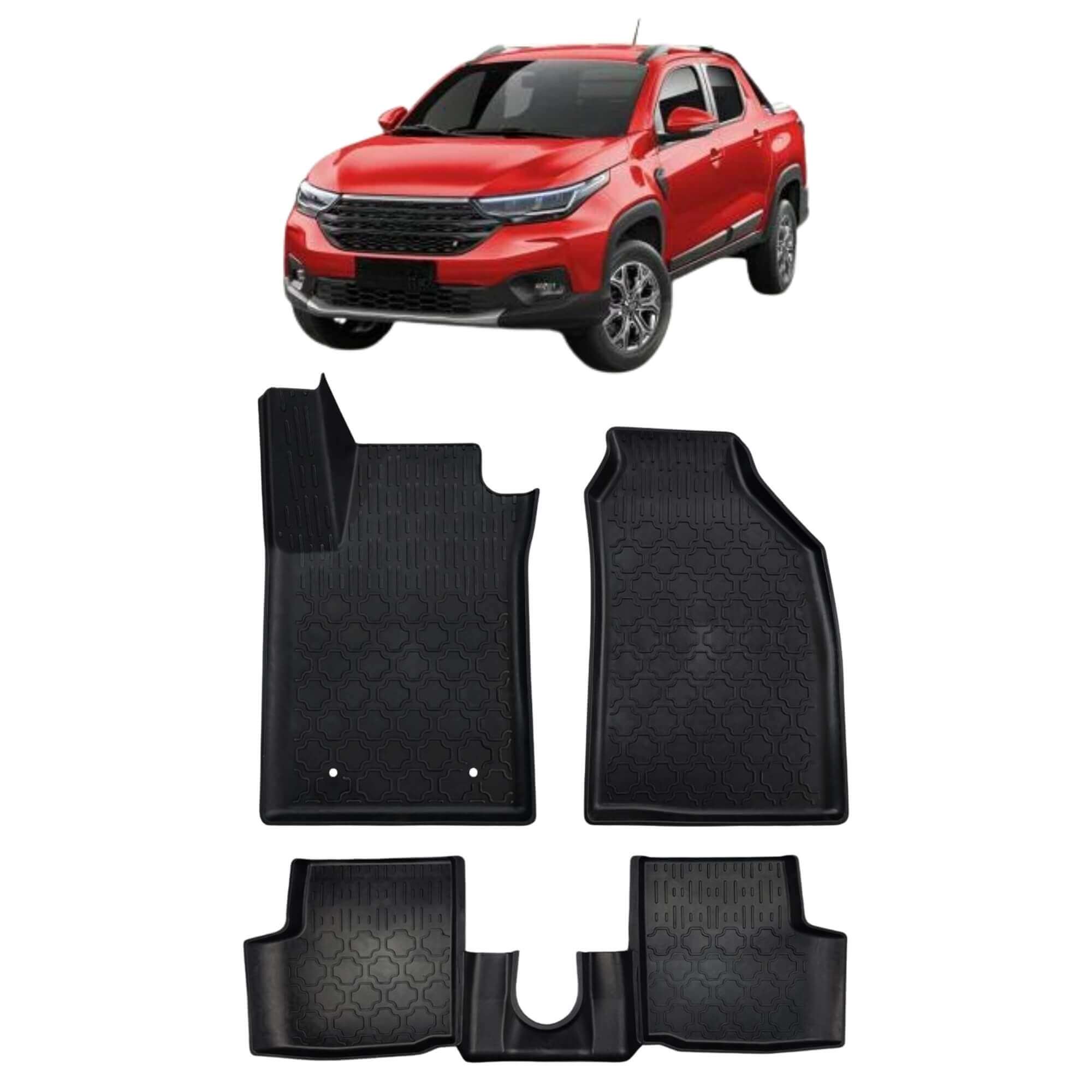 Tapete tipo Bandeja 4P Preto modelo Strada 2020 em diante c/ 5 Peças Grid - TB01007