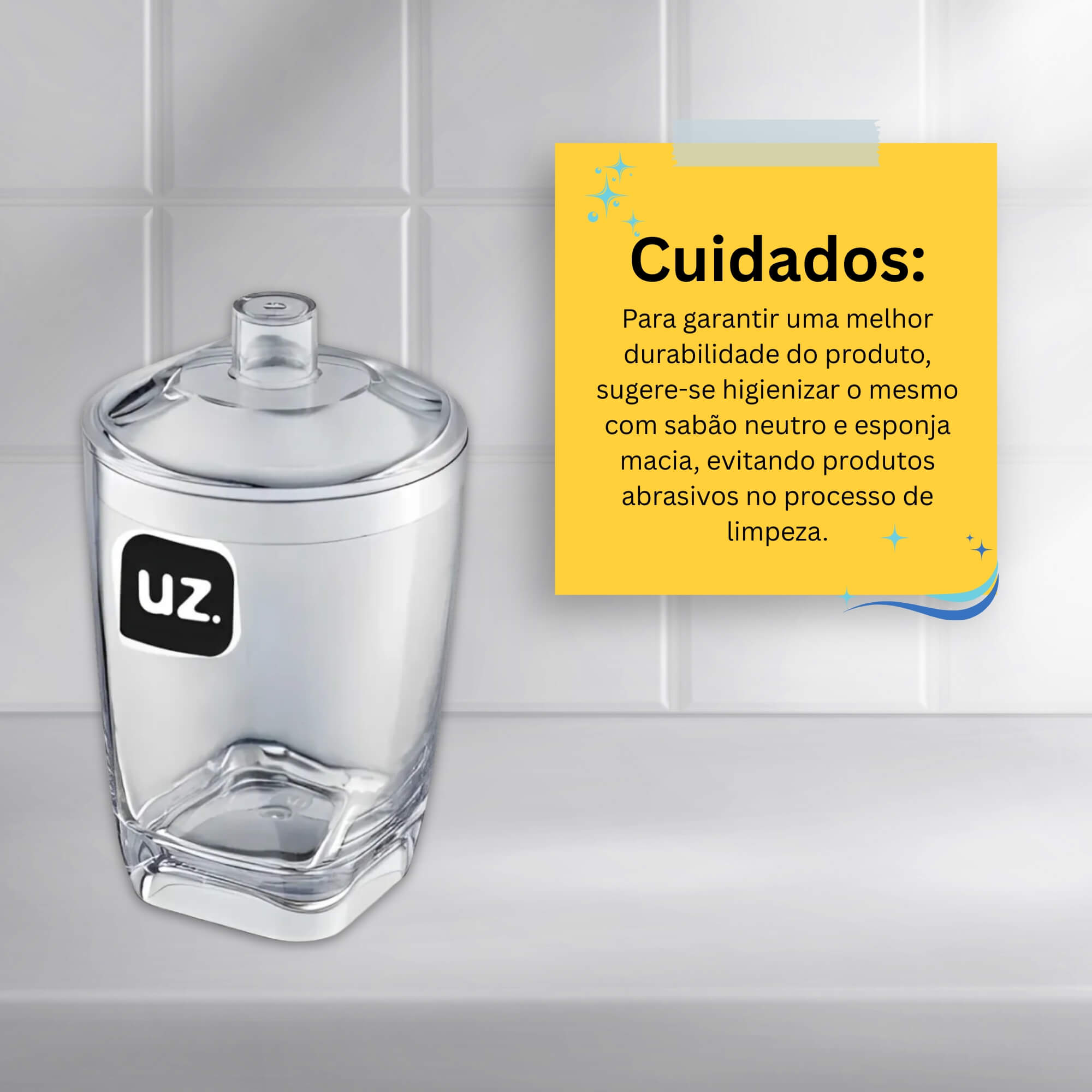 Porta Algodão Premium Translúcido Transparente UZ Utilidades - UZ523-TR